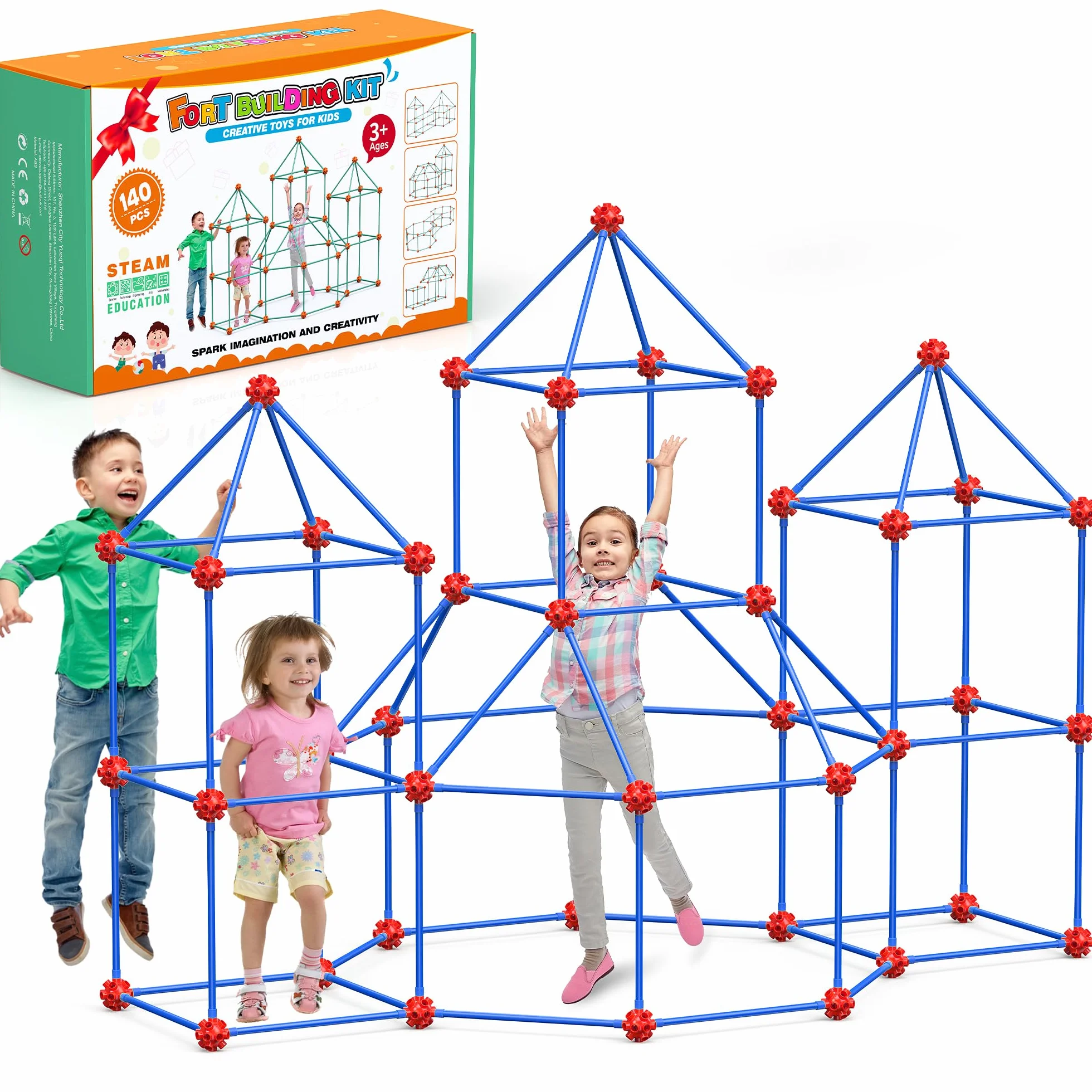 Kit De Construcción De Fortalezas para Niños, 140 Pcs Creative Fort Toy para Niños y Niñas De 4+ Años, Tienda De Juguetes DIY, Stem Juguete y Regalo, DIY Kit Castillos Túneles