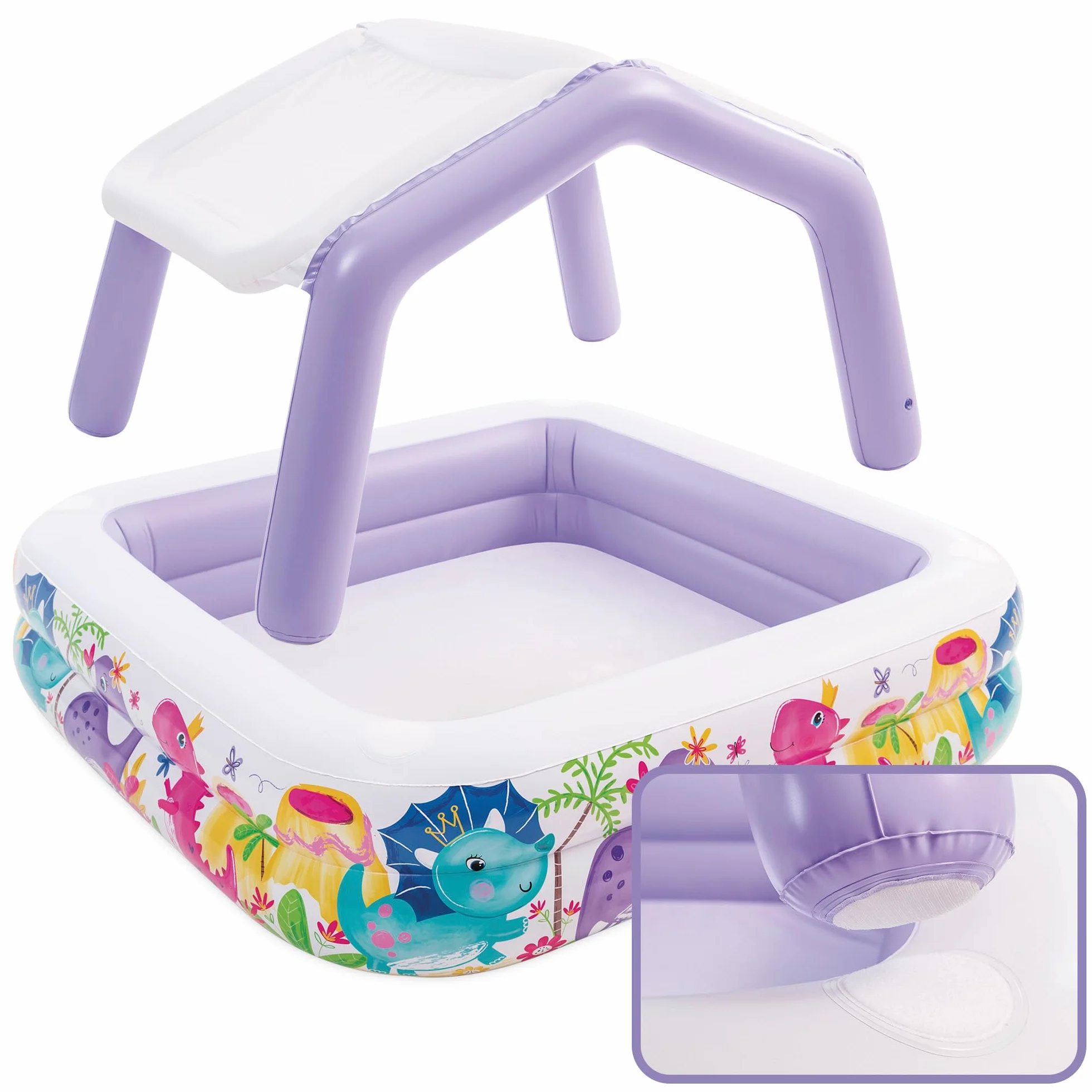 Intex Piscina Hinchable Infantil, 157x157x122 cm, 295 litros, con toldo Desmontable, Diseño acuático, Tapón de desagüe, Uso Exterior, Vinilo Resistente, Parche de reparación Incluido, +2 años (57470)