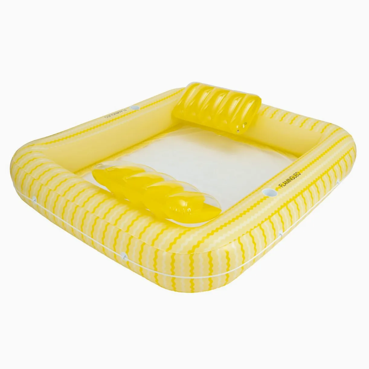 Flamingueo Colchoneta Piscina - Flotador Playa - Tamaño Extra Grande - Base de Rejilla - Dos Posavasos - Dos Almohadas Extraíbles