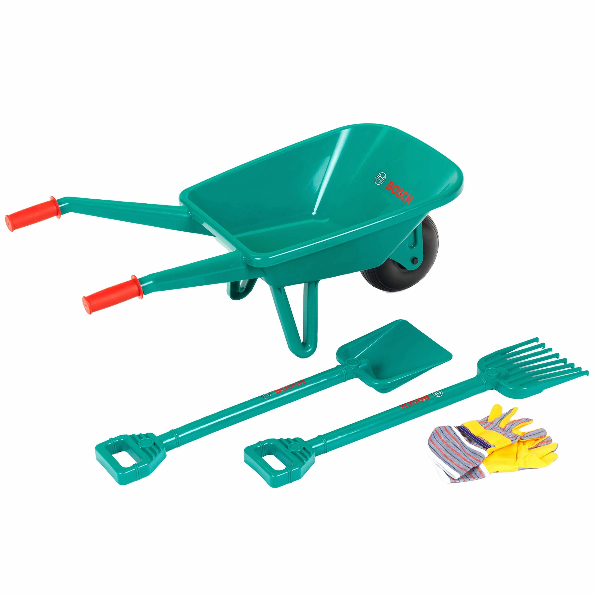 Theo Klein 2752 Set de jardinería con Carretilla Bosch I con Pala, rastrillo y Guantes de Trabajo I Anti-UV I Juguete para niños a Partir de 3 años