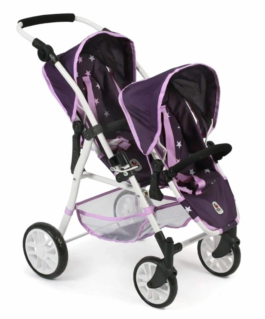 Tandembuggy Twinny Cochecito doble para muñecas morado
