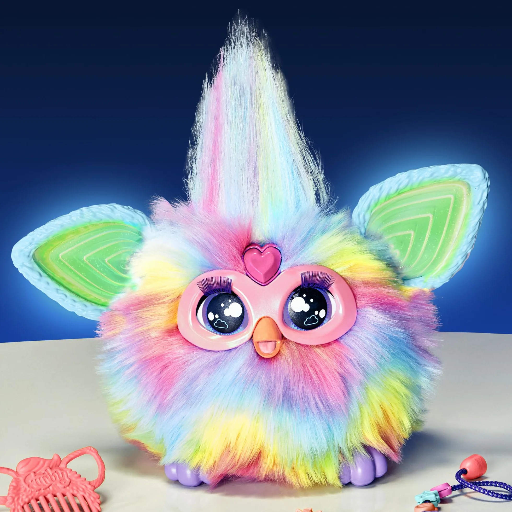 Furby Tie Dye, 15 accesorios de moda, juguetes interactivos de peluche para niñas y niños de 6 años, animatronic activado por voz