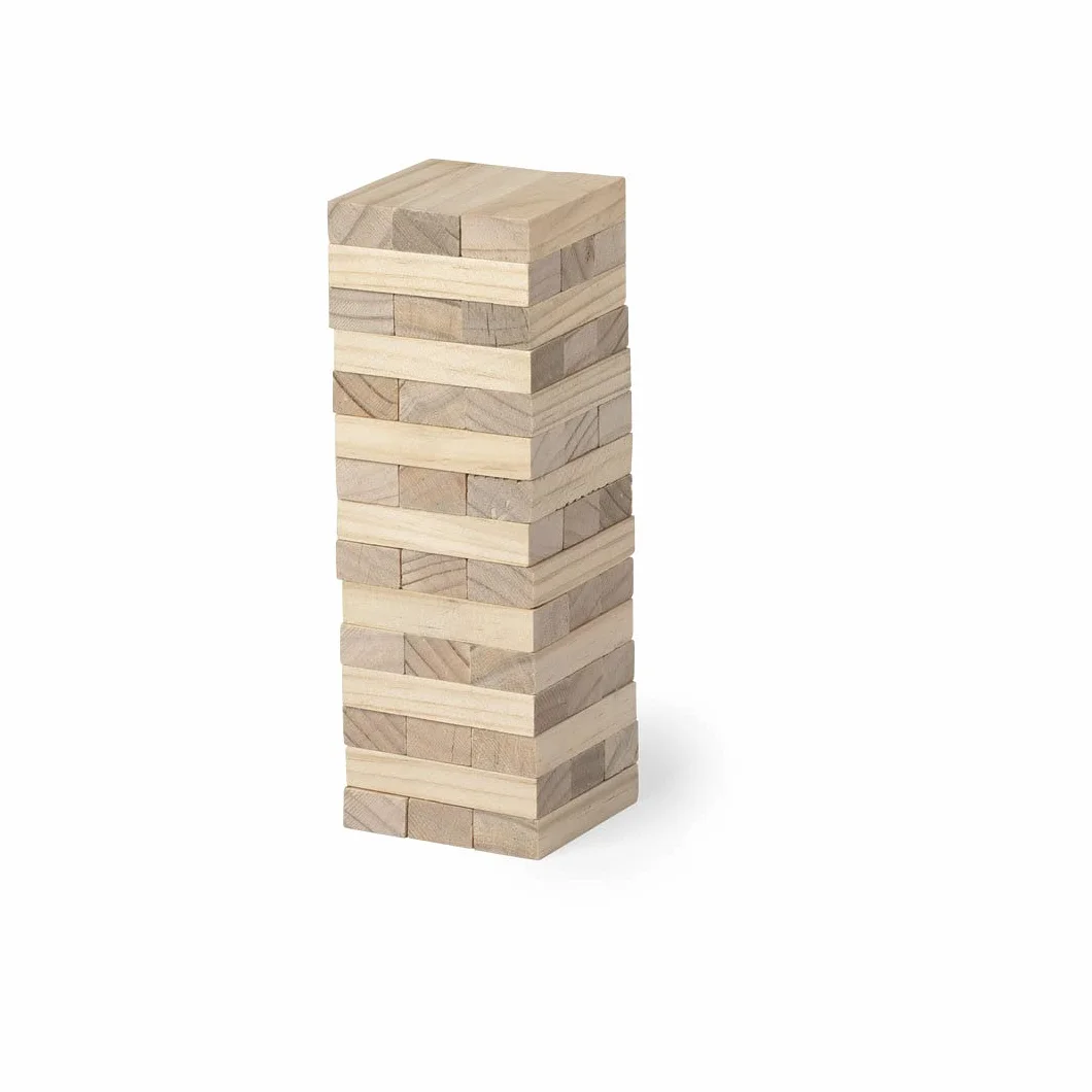 Makito Juego Torre de Madera de Habilidad (tamaño pequeño/Viaje). Incluye 45 Piezas de Madera y Viene presentado en una Resistente Funda de algodón con Cierre de cordón.