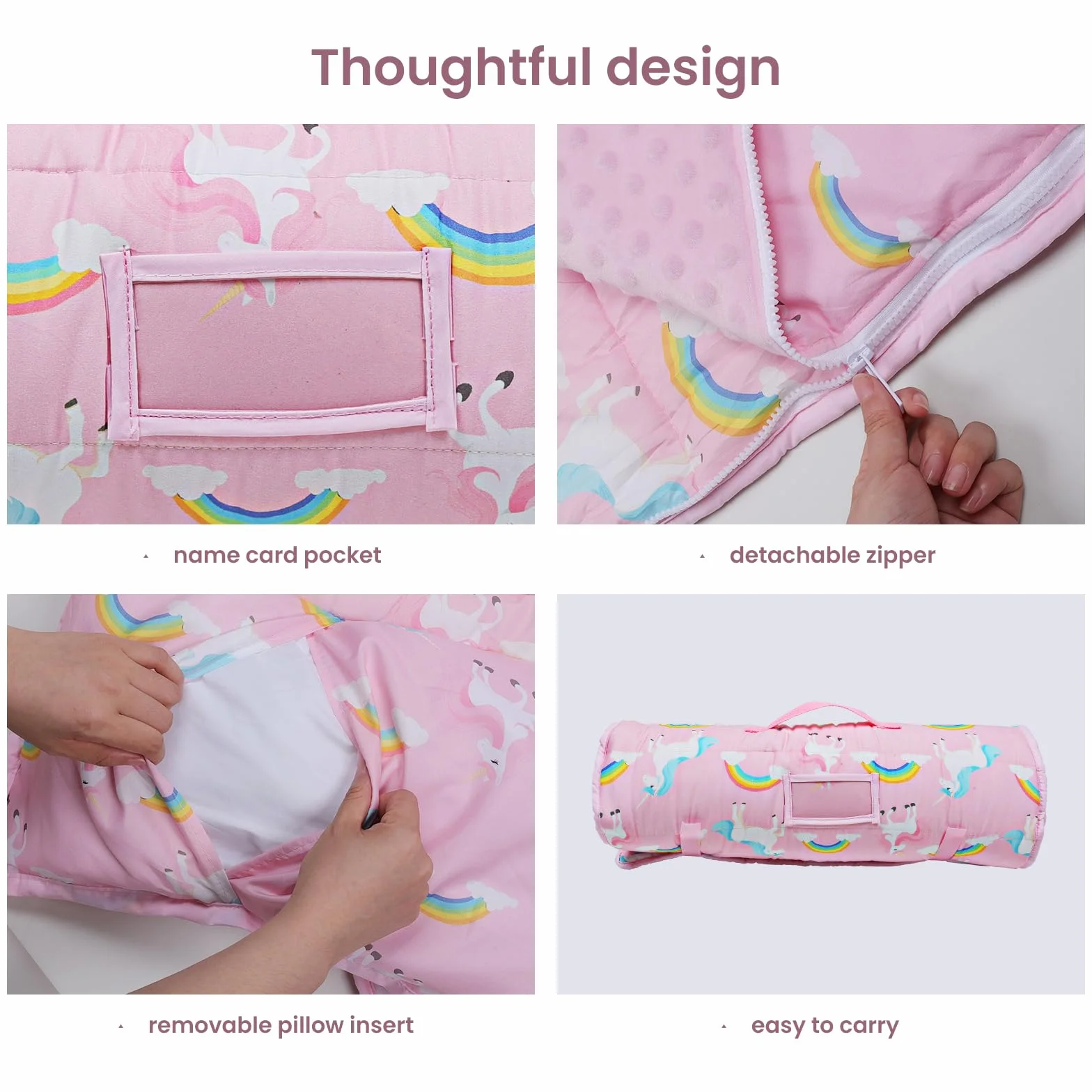 Saco de Dormir para Niños con Almohada y Manta Extra Gruesa Grande 2 en 1, Alfombrilla de Siesta para Niñas y Niños, Bolsa de Dormir Bebés para Preescolar Viajes Camping