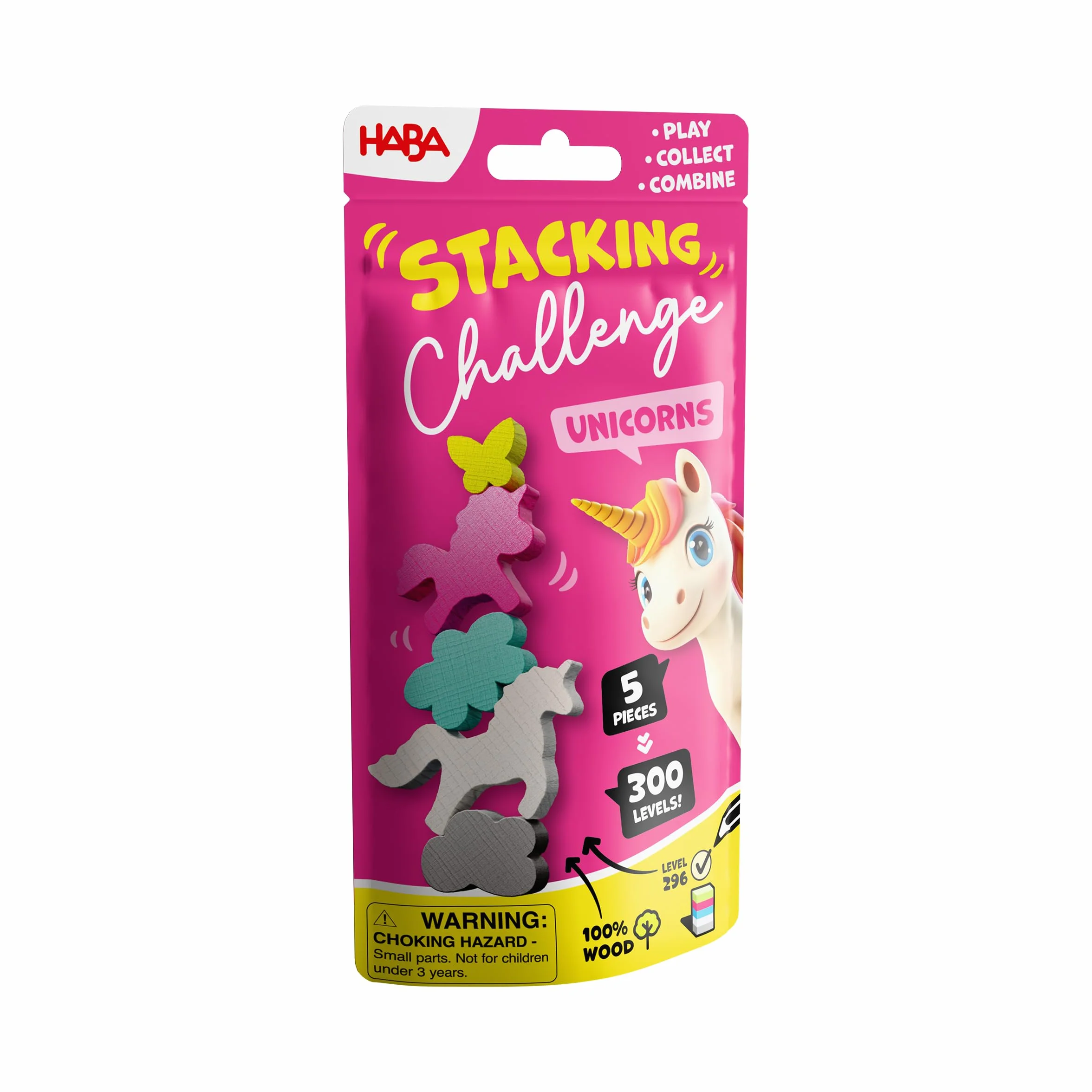 HABA 2013866001 - Stacking Challenge Unicorns, Juego Infantil con retos de apilar, Solitario, de Viaje. Más 6 años
