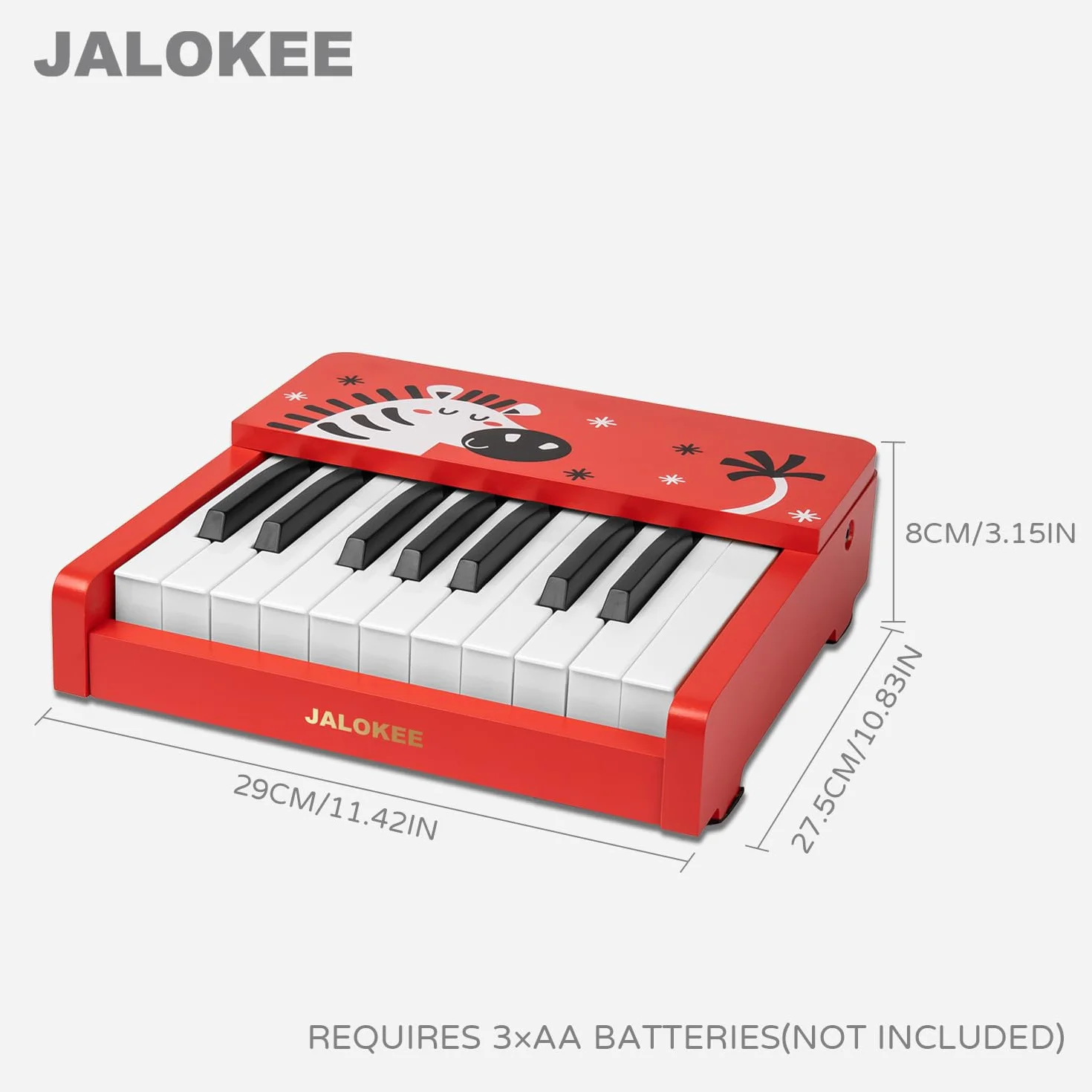 Teclado de piano para niños, 18 teclas piano digital, mini instrumento educativo de música, juguete de madera para bebés, niñas y niños (Rojo)