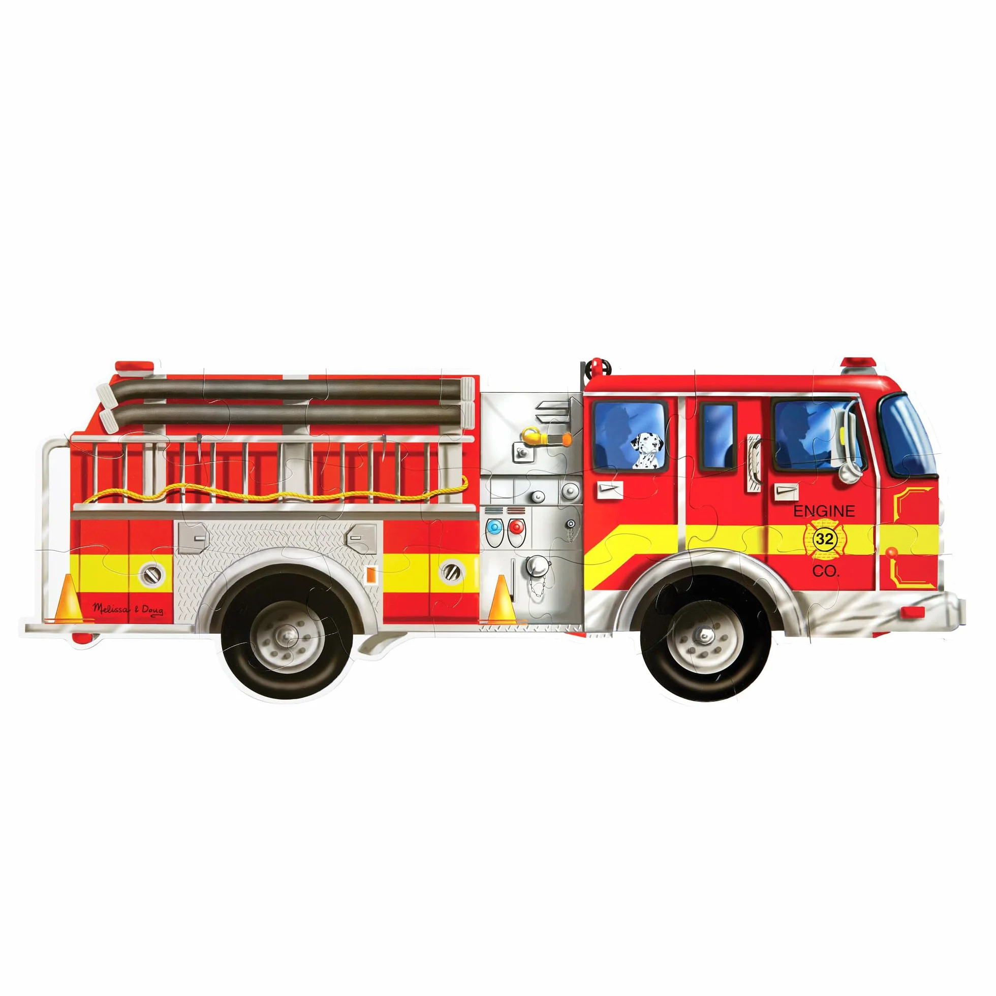 Melissa & Doug - Puzzle de Suelo de Camión de Bomberos Gigante (Superficie fácil de Limpiar, fomenta la coordinación visomotriz, 24 Piezas, 121,92 cm de Largo x 45,72 cm de Ancho)