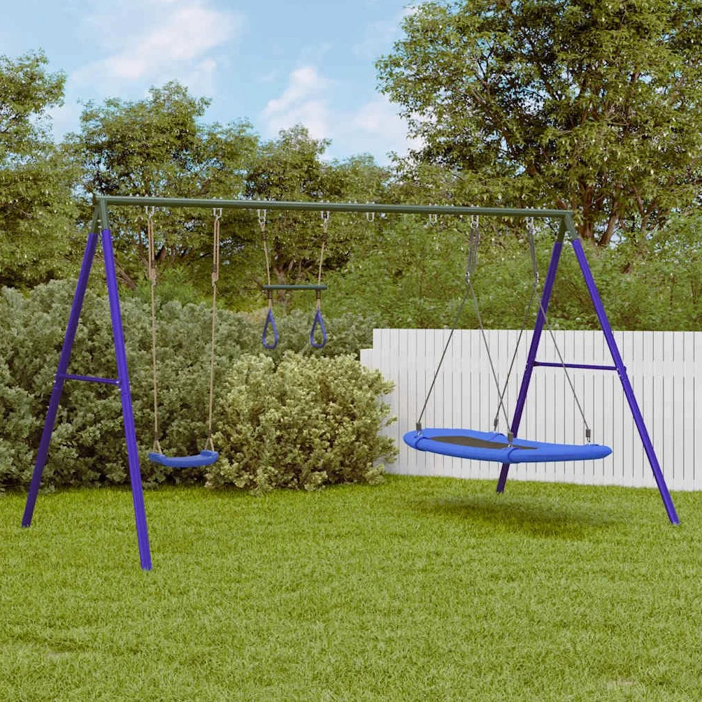 Juego de columpio con asiento de balancín trapezoidal, de acero lacado, 341 x 185 x 185 cm, para niños de 3 a 10 años, juguete para jardín, parque infantil al aire libre, promueve el