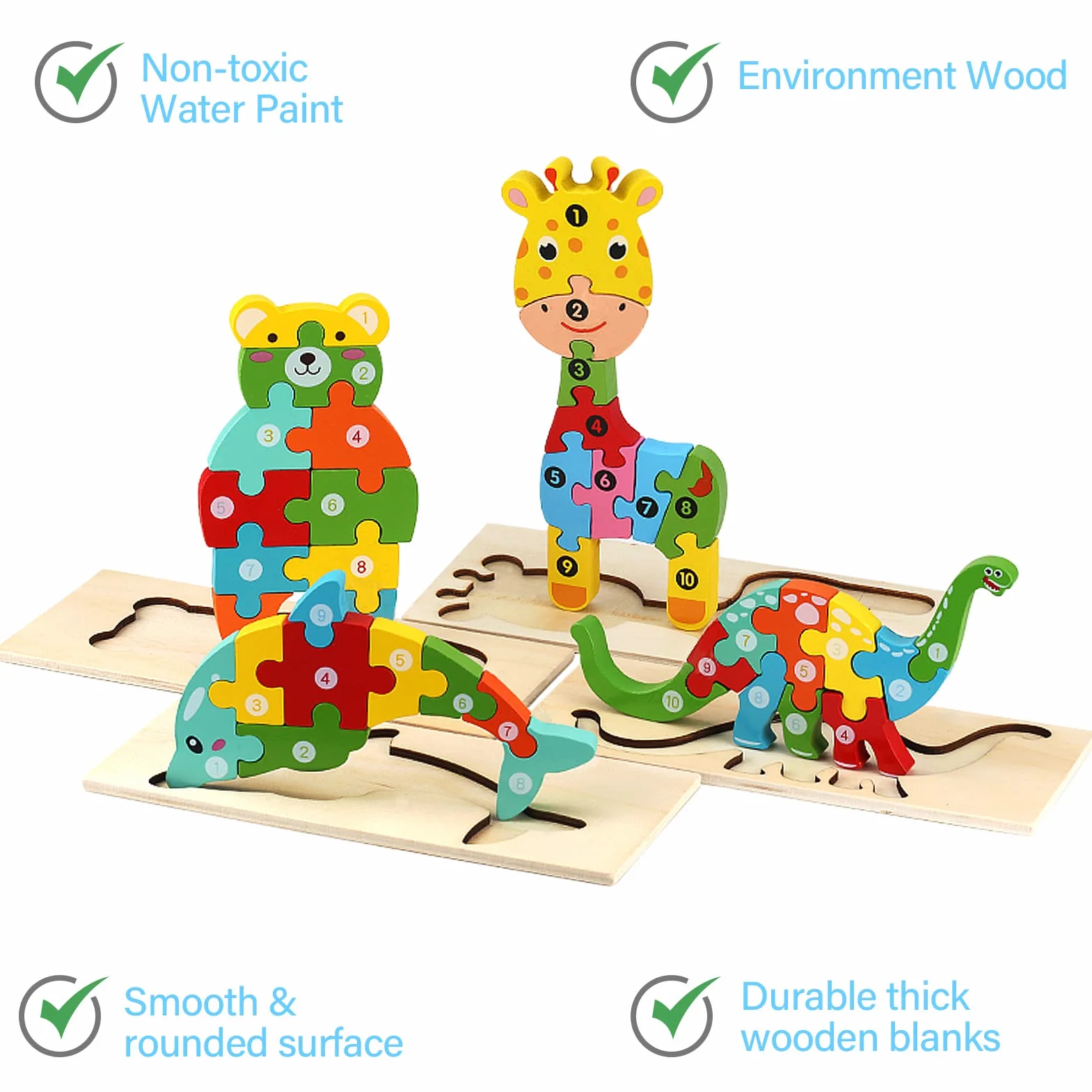 Animales Juguetes Puzzle Madera Niños 1 2 3 Años, Bebe Juguete Montessori 1 2 3 Años Niña Niño, Juego Educativo Regalo Navidad