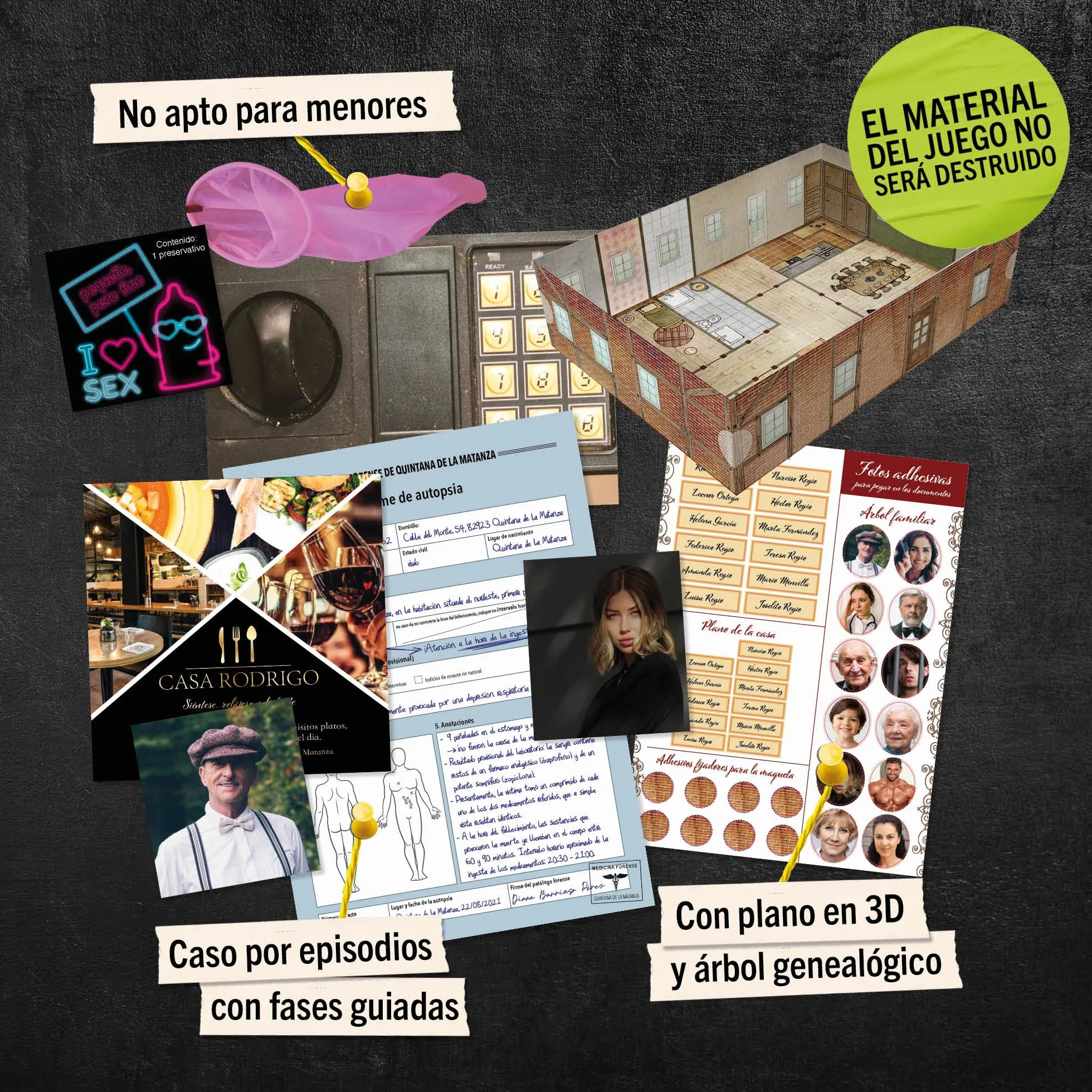 Hidden Games Escena del Crimen: Crimen en la Familia Regio, crimenes imperfectos, Exit Juego de Mesa de Misterio y Detectives cooperativo, 1-6 Jugadores, a Partir de 16 años, en español.