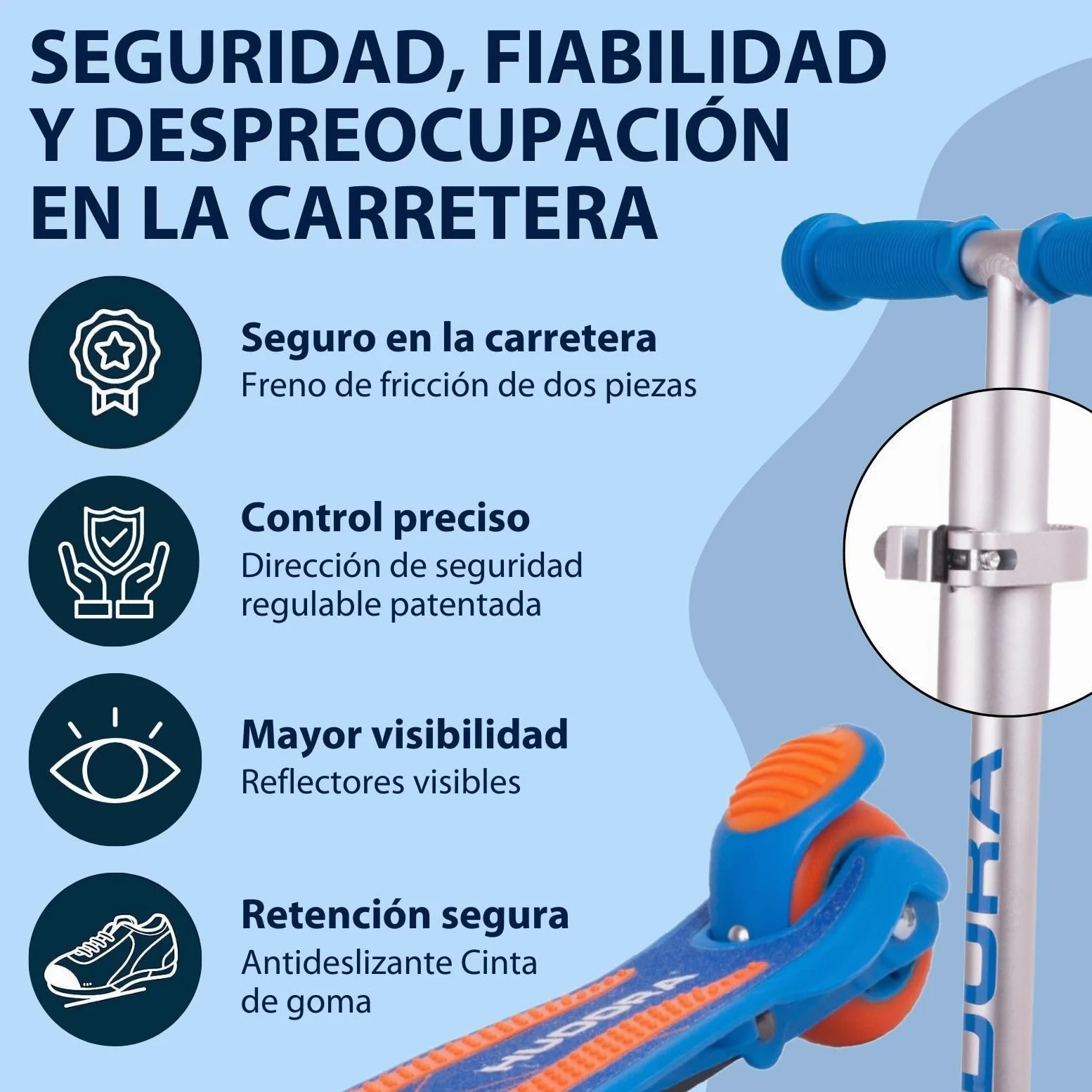 HUDORA Scooter Flitzkids 2.0 I Patinete para niños resistente con amplia plataforma I Scooter de tres ruedas mini ajustable en altura y portátil para hasta 50 kg I Patinete de aluminio para niños