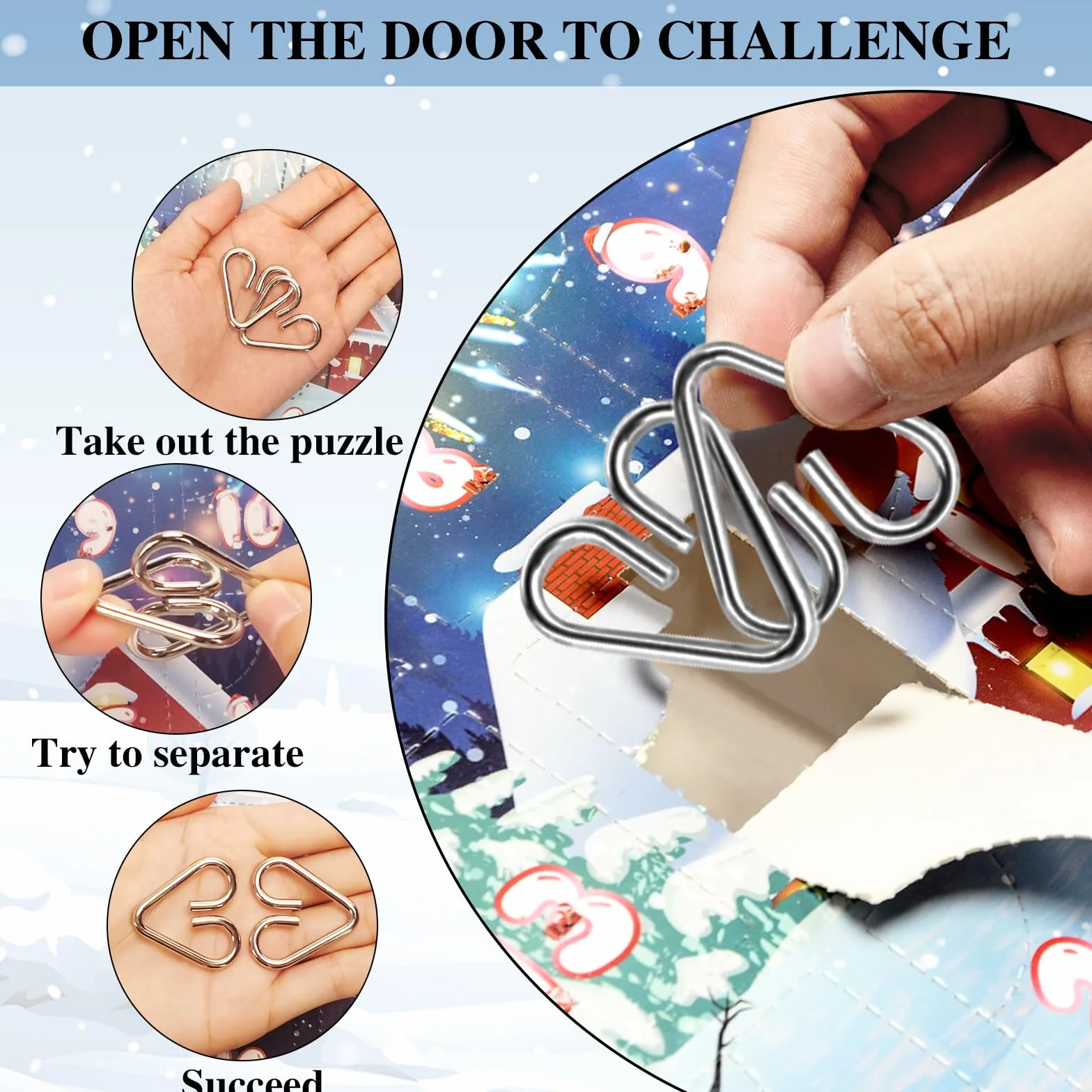 GEEKEO Calendario Adviento 2025 para Niño y Adultos Rompecabezas de Metal con 24 Sorpresas, Christmas Calendario Adviento Regalo para Niños y Niñas