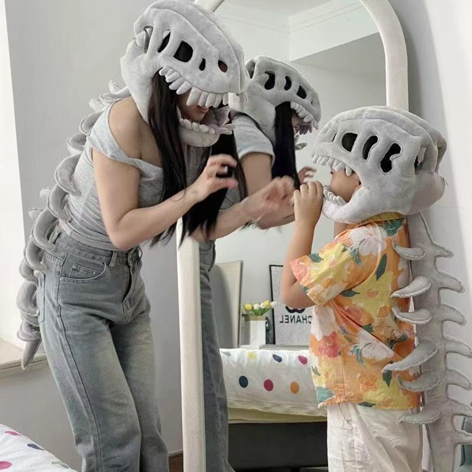 Disfraz de esqueleto de dinosaurio 3D para Halloween (90 cm)