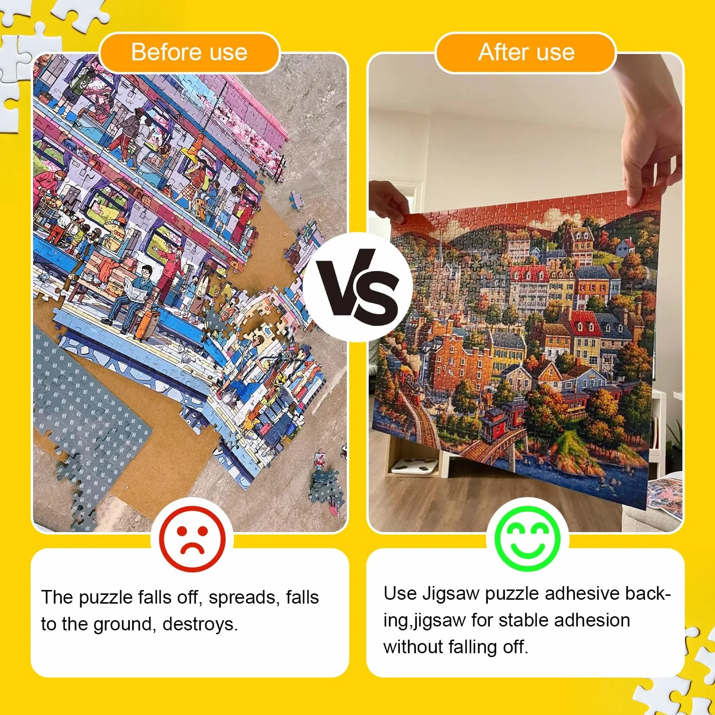 48 Hojas Puzzle Transparente Papel Adhesivo Doble Cara Lámina Autoadhesiva Rompecabezas Asegurar y Proteger Puzzles Fotos y Postales(25 × 18 cm)
