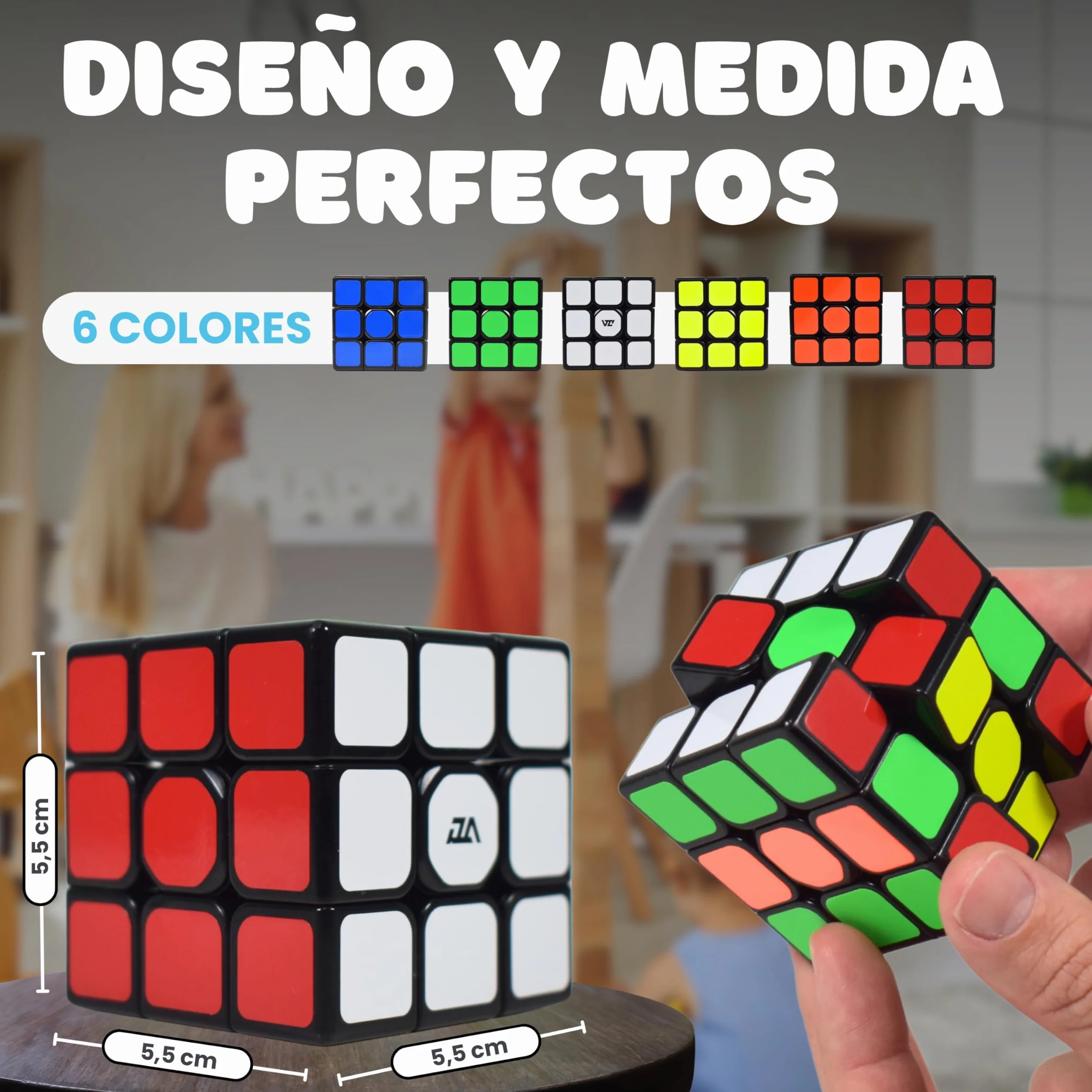 Cubo Mágico 3x3 Velocidad, Puzzle De Gran Resistencia, Speed Cube Rompecabezas Educativo para Niños Y Adultos, Tensión Ajustable, Adhesivos De Fibra De Carbono, 5.5 cm