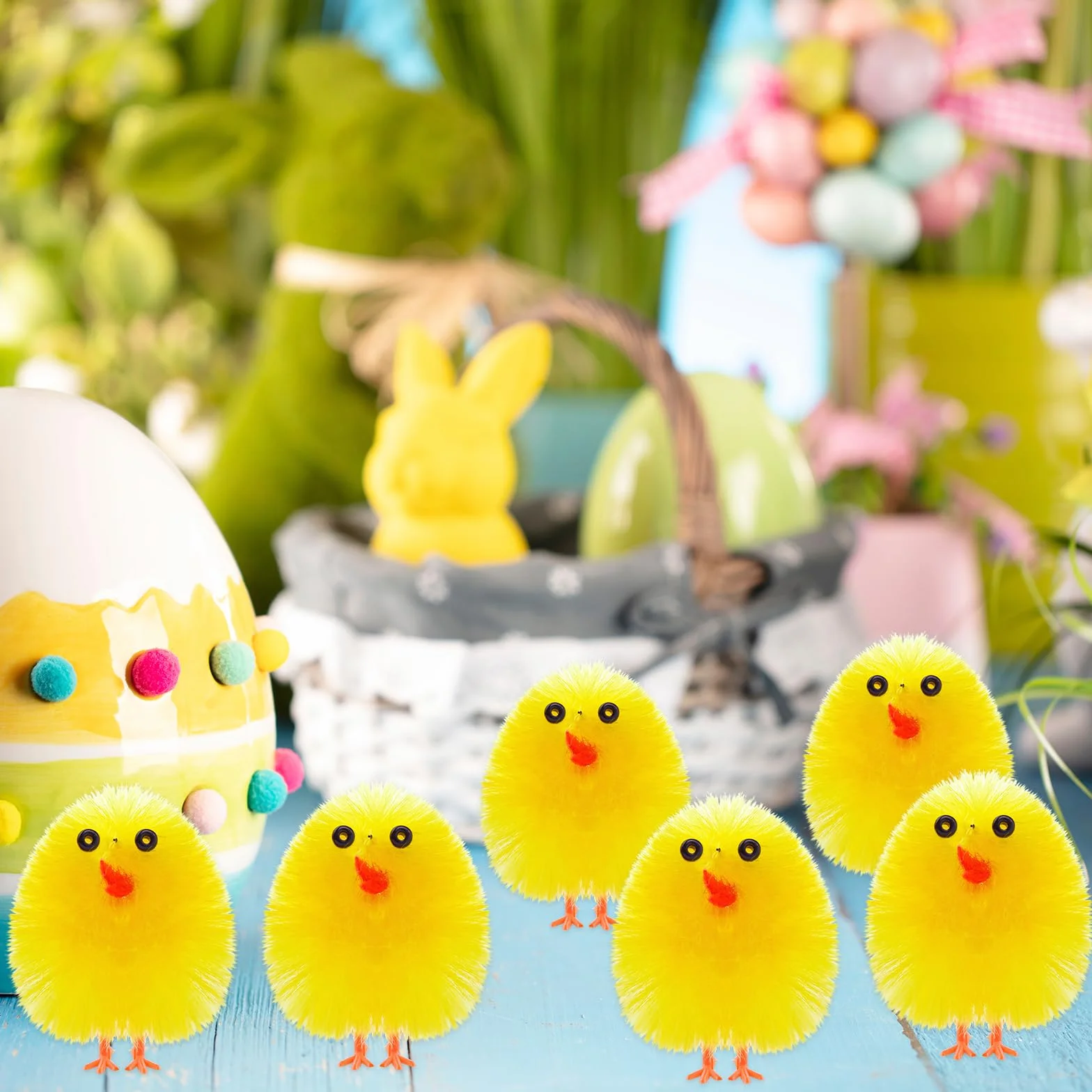 PLULON 36 Piezas Pollitos Amarillos de Pascua, Pollitos Esponjosos de Felpa para Decoración de Huevos, Fiestas de Búsqueda de Huevos y Detalles de Pascua