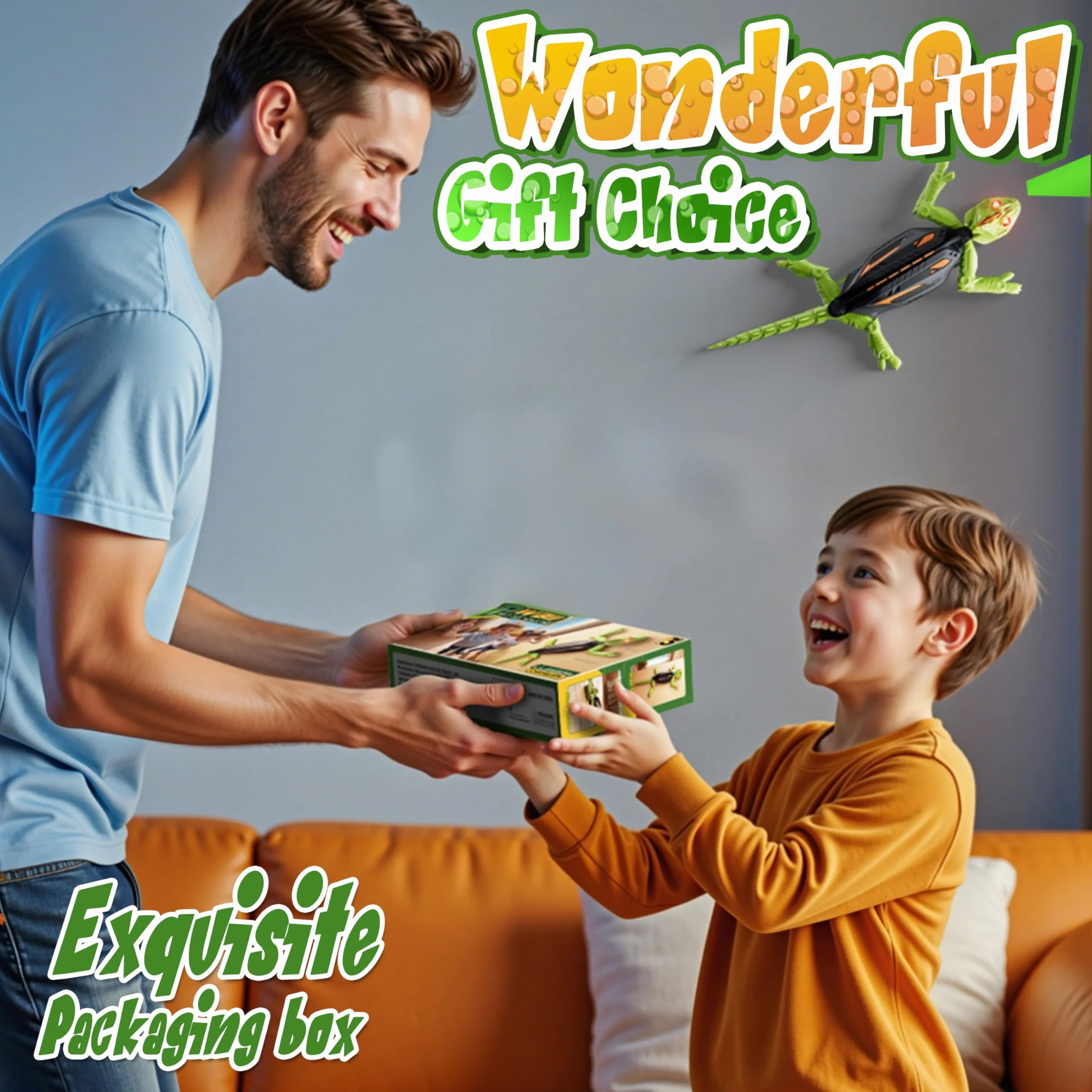 Recargable Camaleón Teledirigido, Gecko Teledirigido con Ojos LED, Lagarto Robot Juguetes, Regalos de Cumpleaños para Niños Niñas 3 4 5 6 7 8+ Años [Versión Mejorada]
