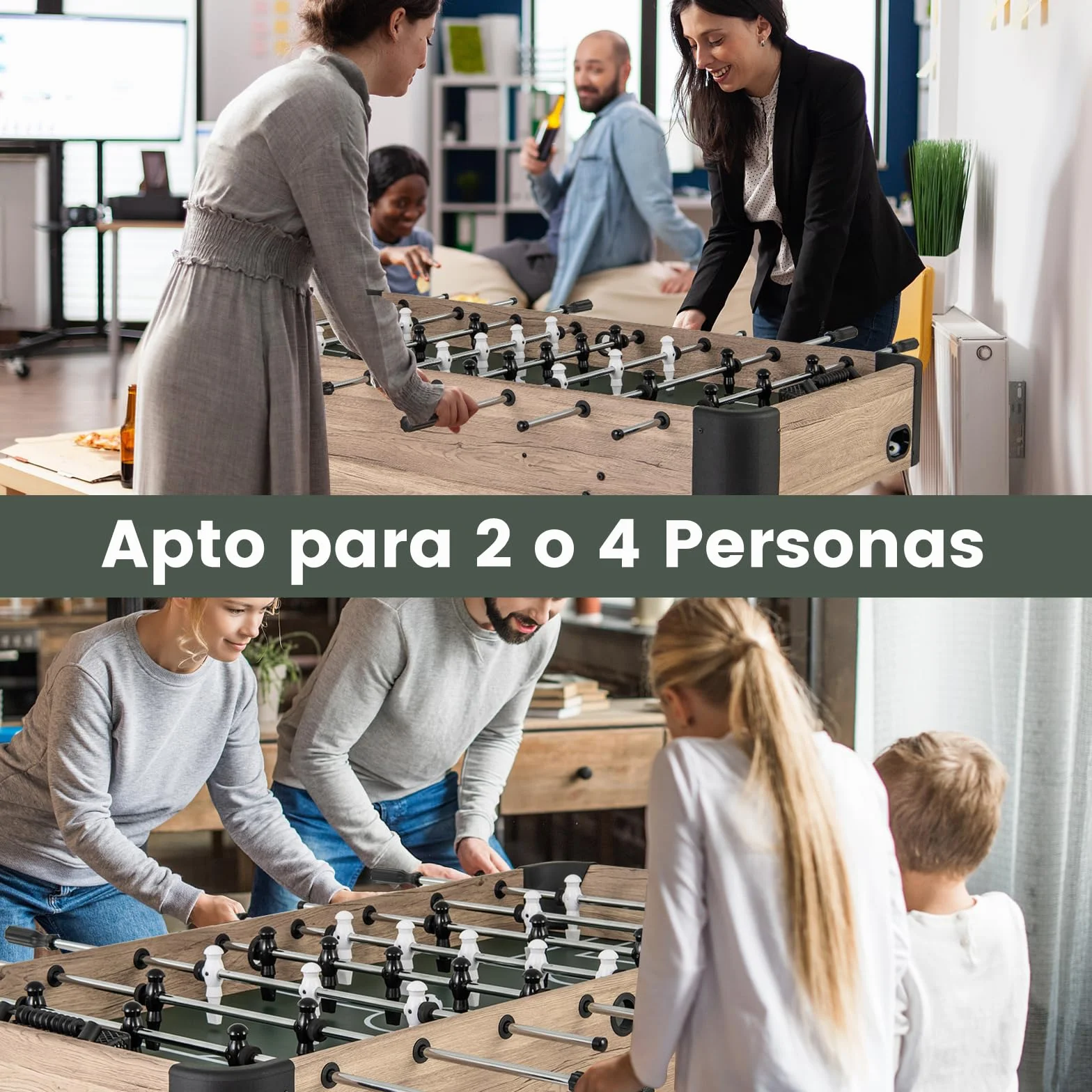 COSTWAY Futbolín de Madera, Mesa de Juego de Fútbol de Arcade con 2 Pelotas y 26 Jugadores, 2 Marcadores de Cuentas, Niveladores de Patas Ajustables para Niños y Adultos, para Sala de Juegos, Fiestas