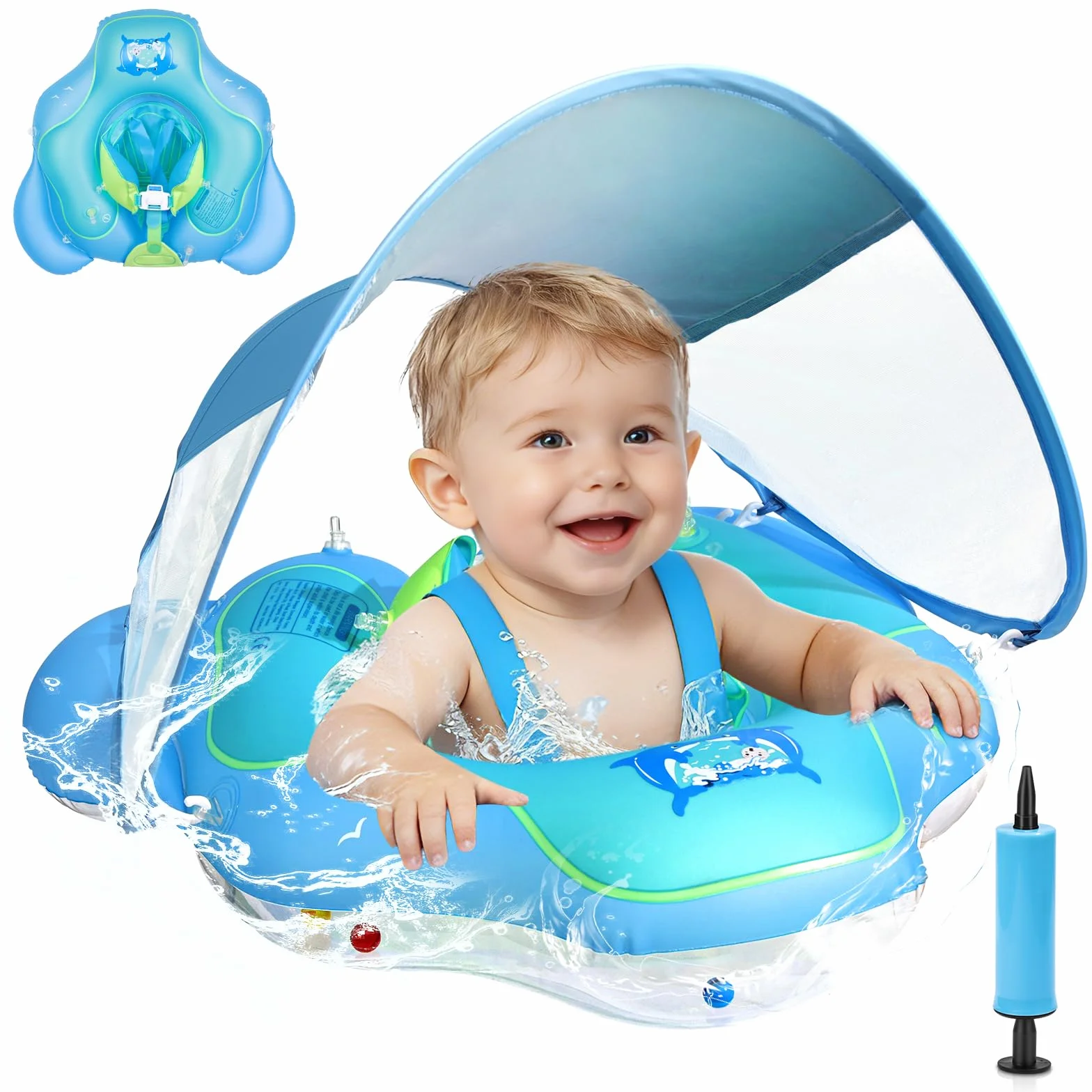 Flotador de Bebé UPF 50+ Boya Piscina Antivuelco Asiento Acuático 6-36 Meses