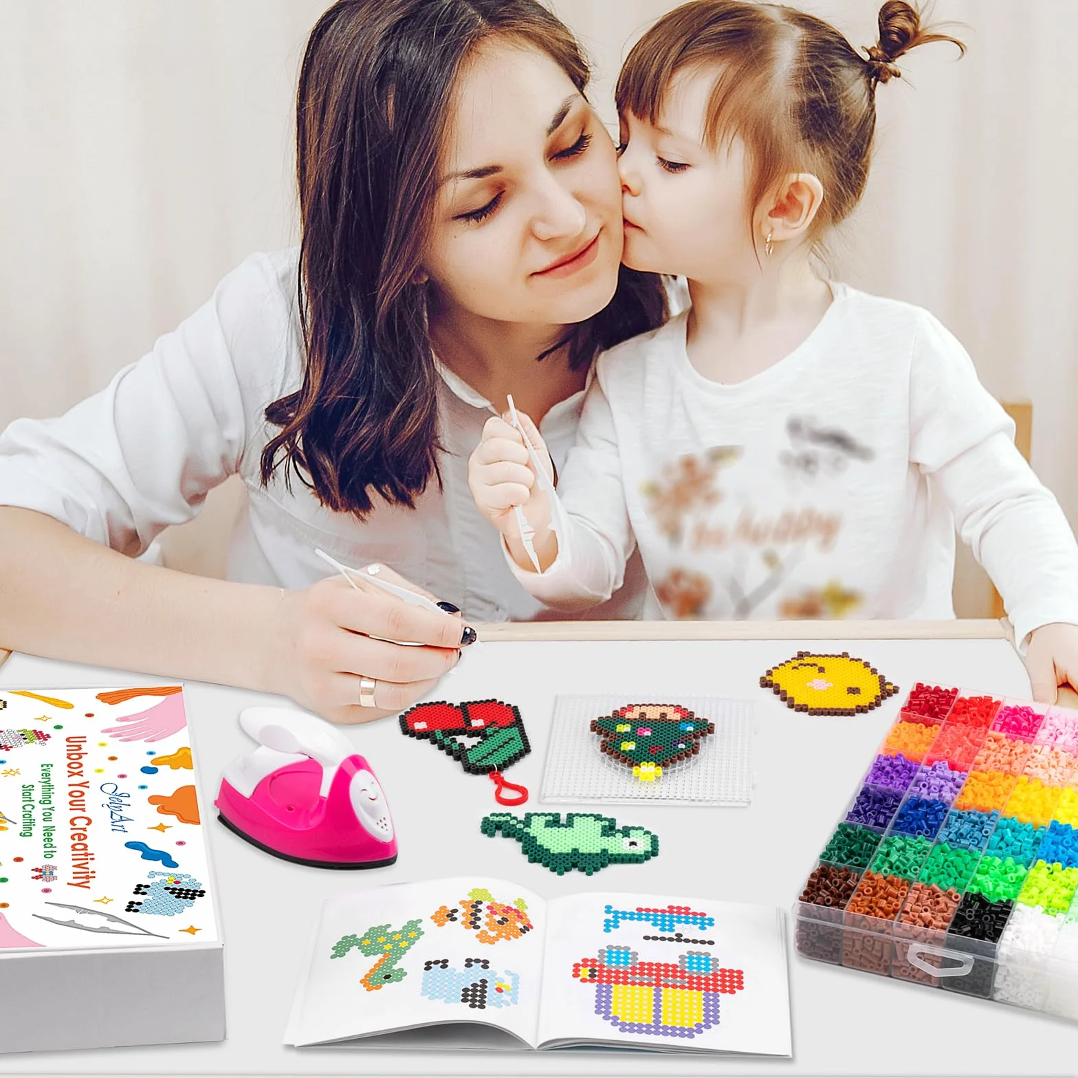 JelyArt Cuentas para Planchar - Fuse Beads Kit, Set de Manualidades para Niños y Niñas, 12,000 Piezas, 5mm, 36 Colores, 3 Plantillas, 2 Pinzas Juego de Cuentas Hama para Niños Regalo Cumpleaños DIY