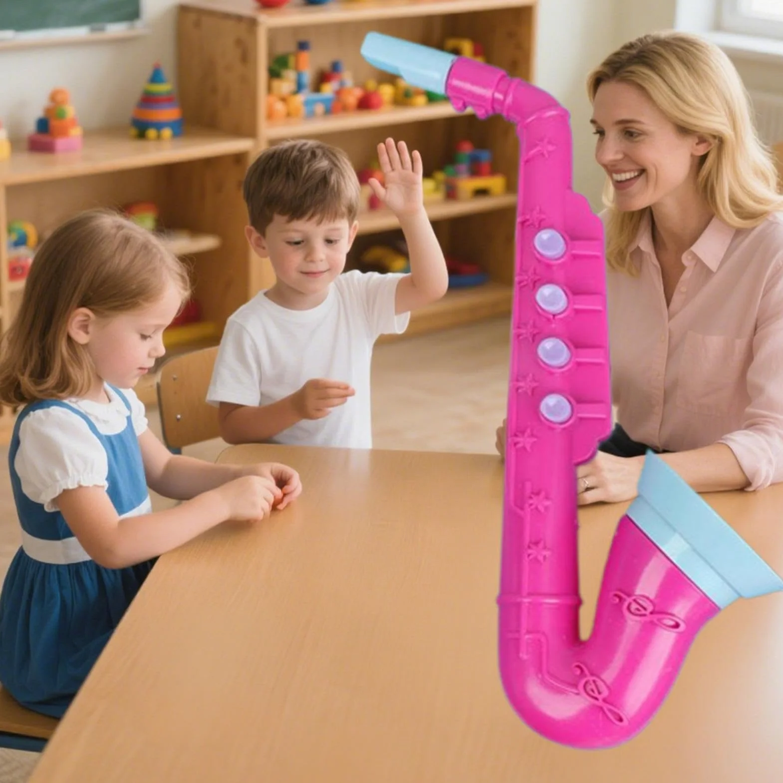 Saxofón de ,Seguro y Realista - Instrumento Musical De Saxofón - para Pequeños Principiantes Juego de Roles y Actuación Accesorios de Práctica en Casa y Preescolar Infantil