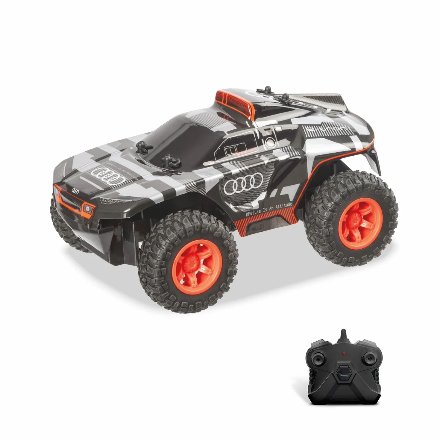 Mondo Motors Audi Q Etron París Dakar, Modelo a Escala 1:24, hasta 8 Km/h de Velocidad, Coche de Juguete para niños 63820, Color Gris