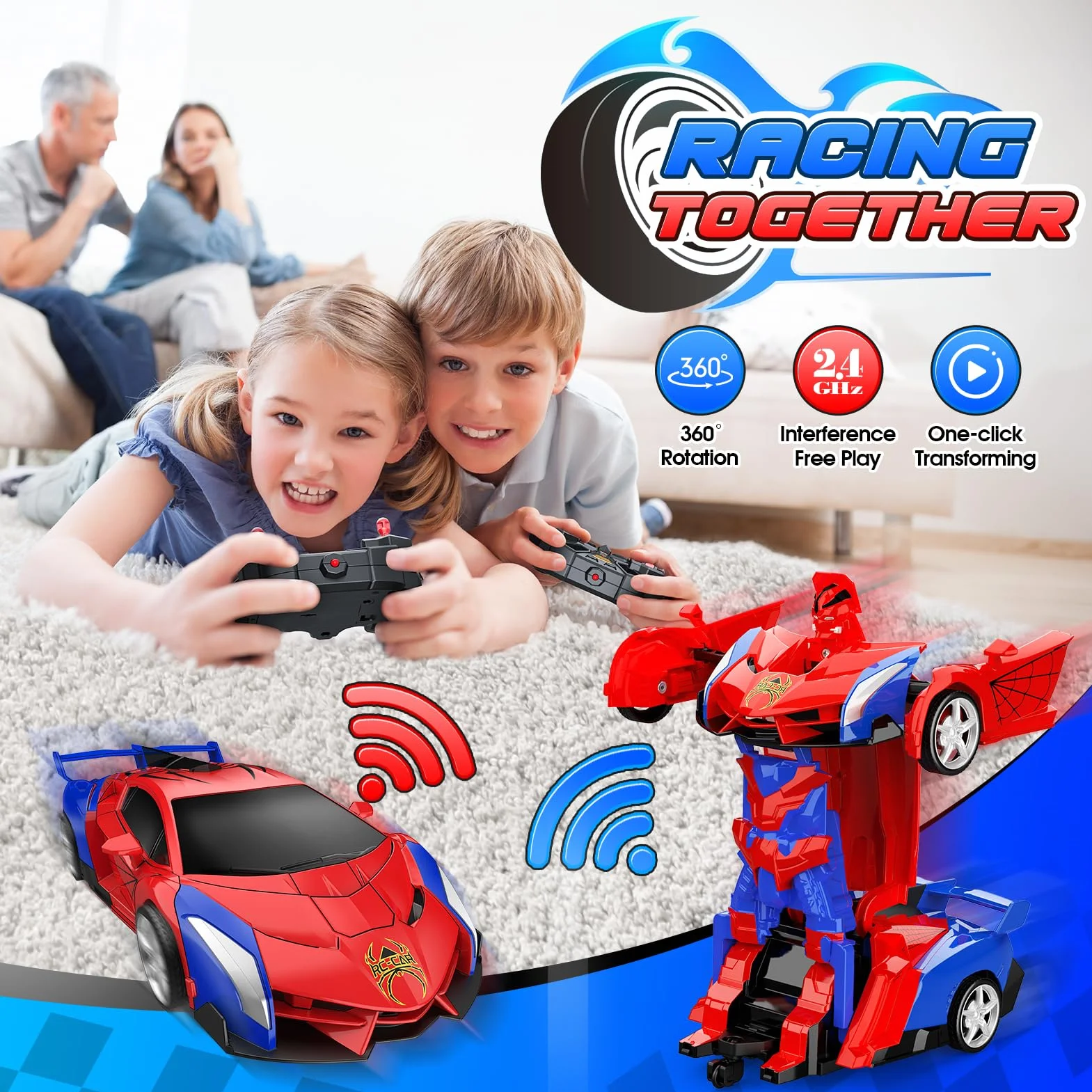 Braxel Coche Teledirigido Niños 3 4 5 6 7 8 Años, 2.4GHz Transforming RC Juguetes Monster Truck Regalo Niño 3-12 Años, Coche RC Robot Regalos para Niños de Pascua 2026