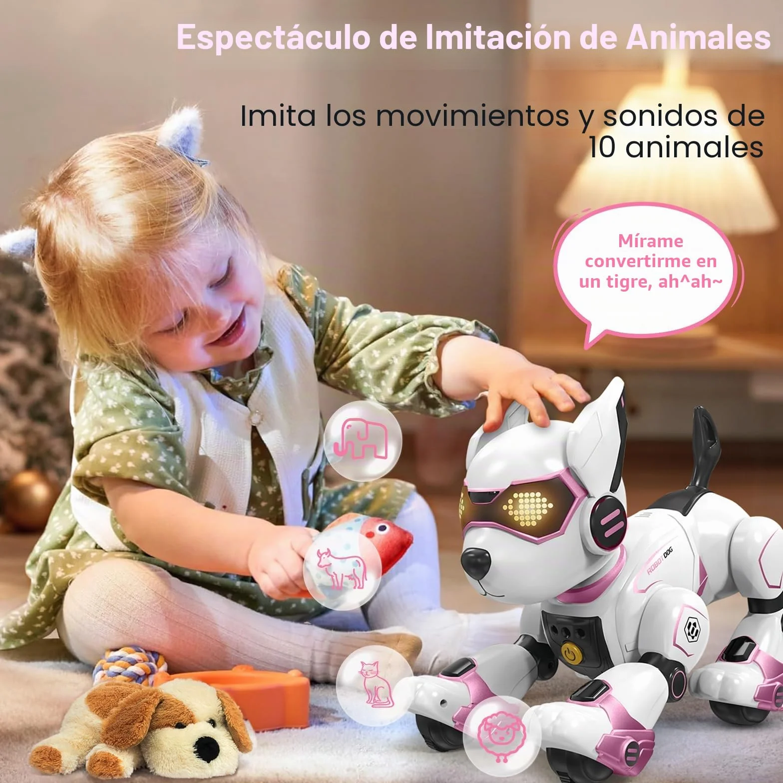 PRANITE Perro Robot para Niños, Perro Robot Programable e Interactivo, Juguete Teledirigido Recargable con Control por Voz y Gestos, Música y Baile, Regalo Ideal para Niños y Niñas