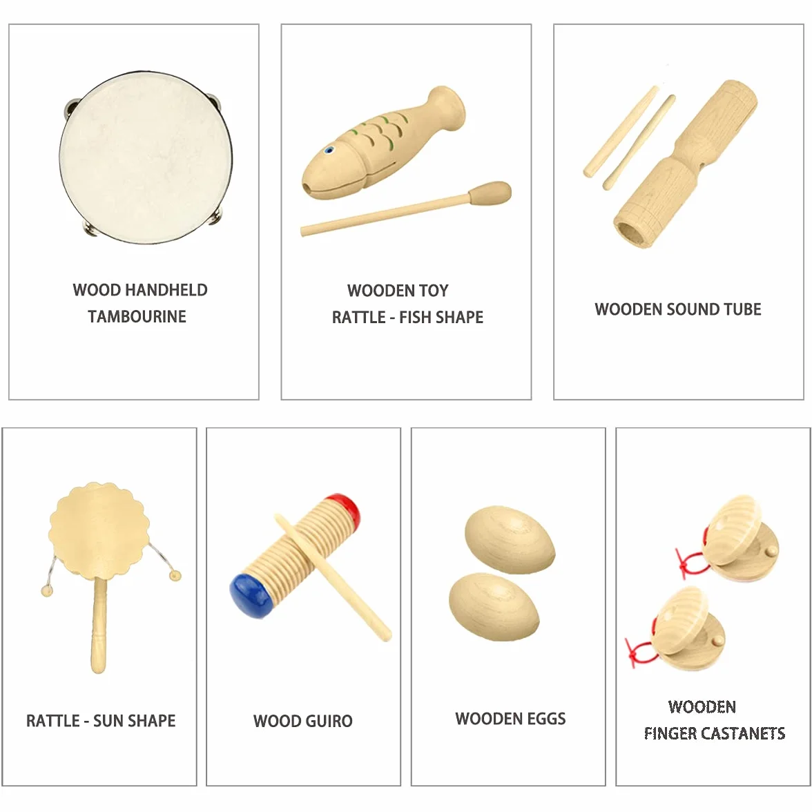 Instrumentos Músicales Infantiles, 27pcs Percusion Musicales Madera Set para Infantil, Niños y Bebe, Madera 100% Puro de Juguete Musical, Kit de Ritmo de Percusión Premium y Bolsa de Algodón