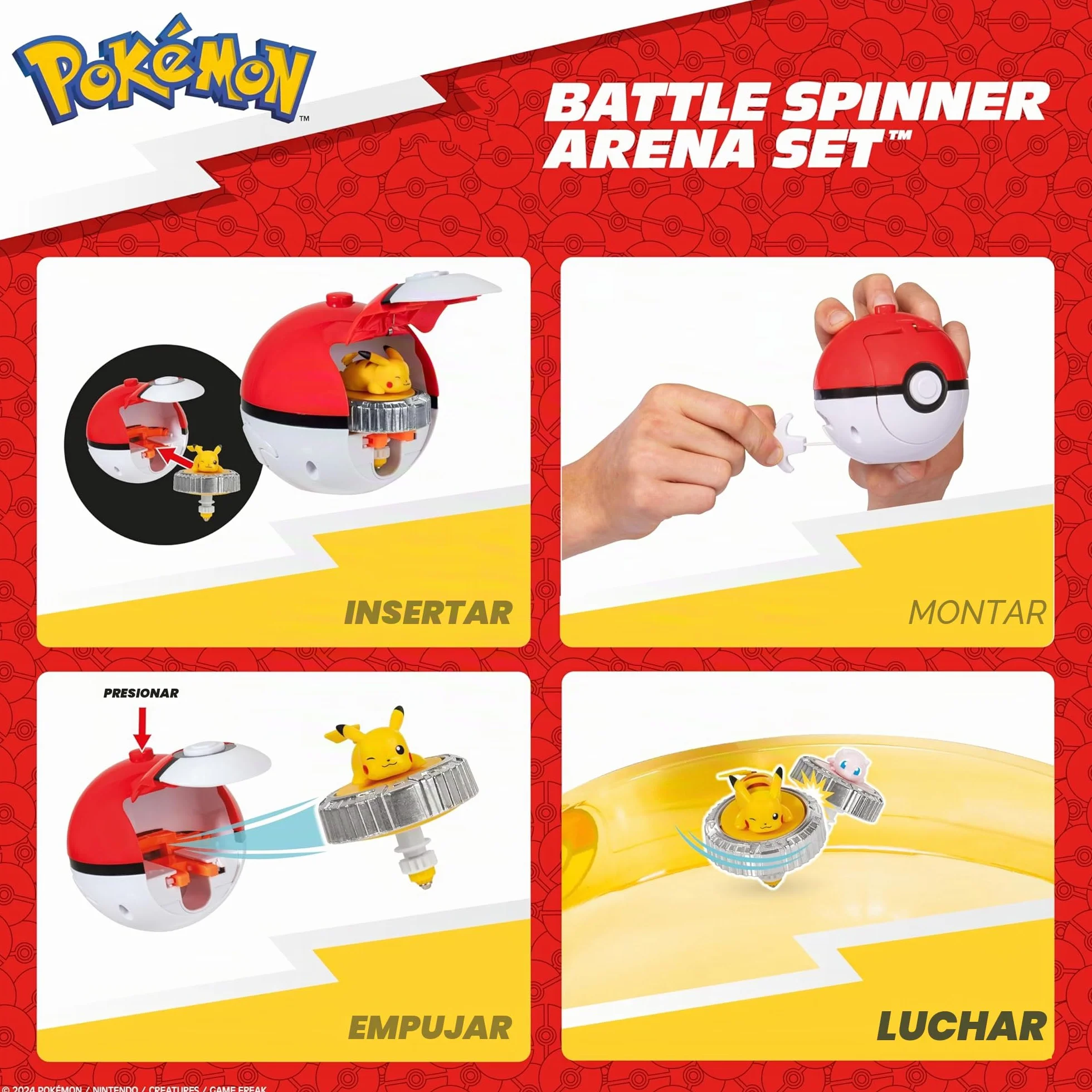 Pokémon Battle Spinner Arena Set – Dos Spinners de Batalla con Dos lanzadores de Bolas Poké Spinner y Battle Arena