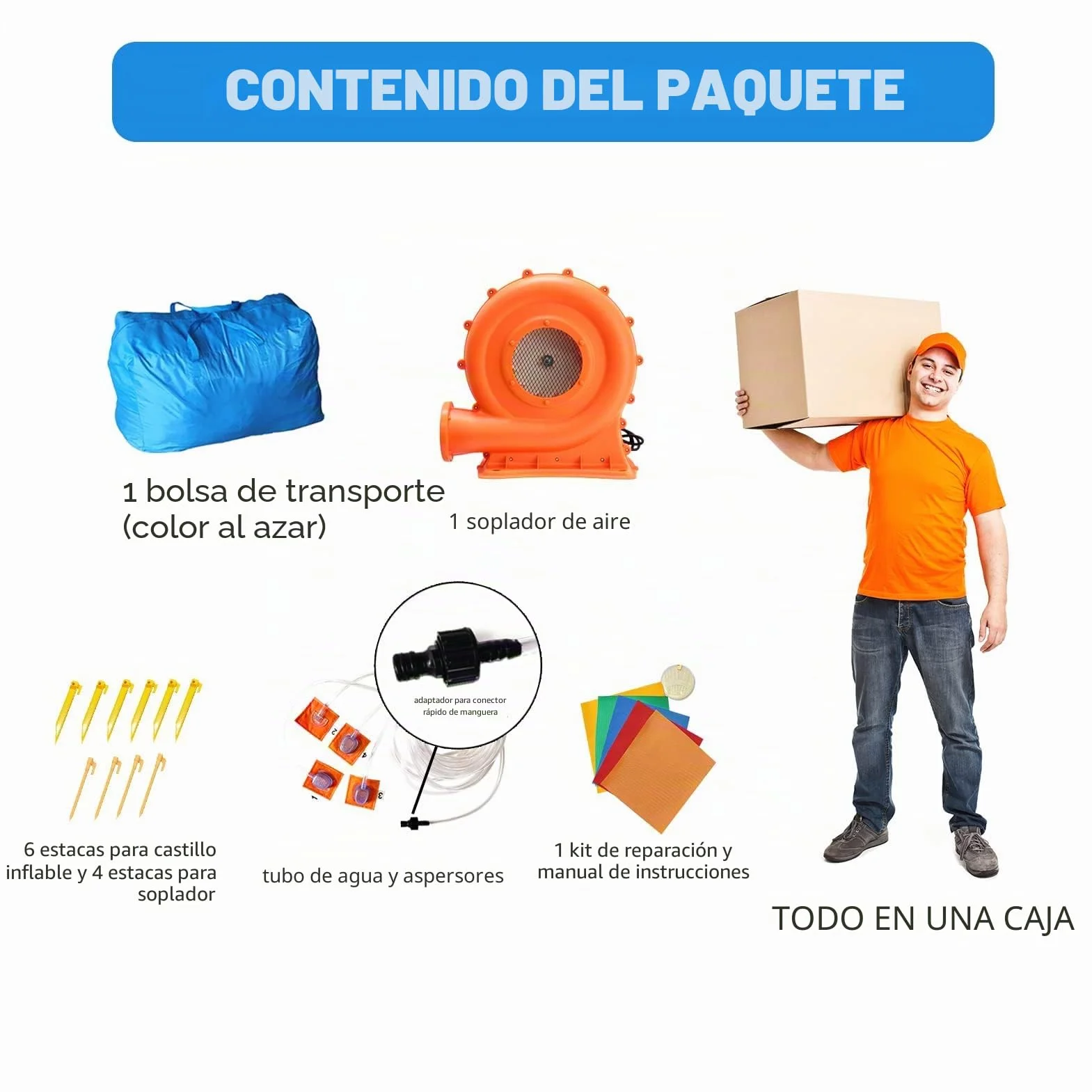 Baralir Castillo Hinchable para Interiores, tobogán seco y Agua, Adecuado para niños de 3 a 8 años, Castillo Hinchable para Exteriores con Ventilador, 343 x 338 x 202 cm