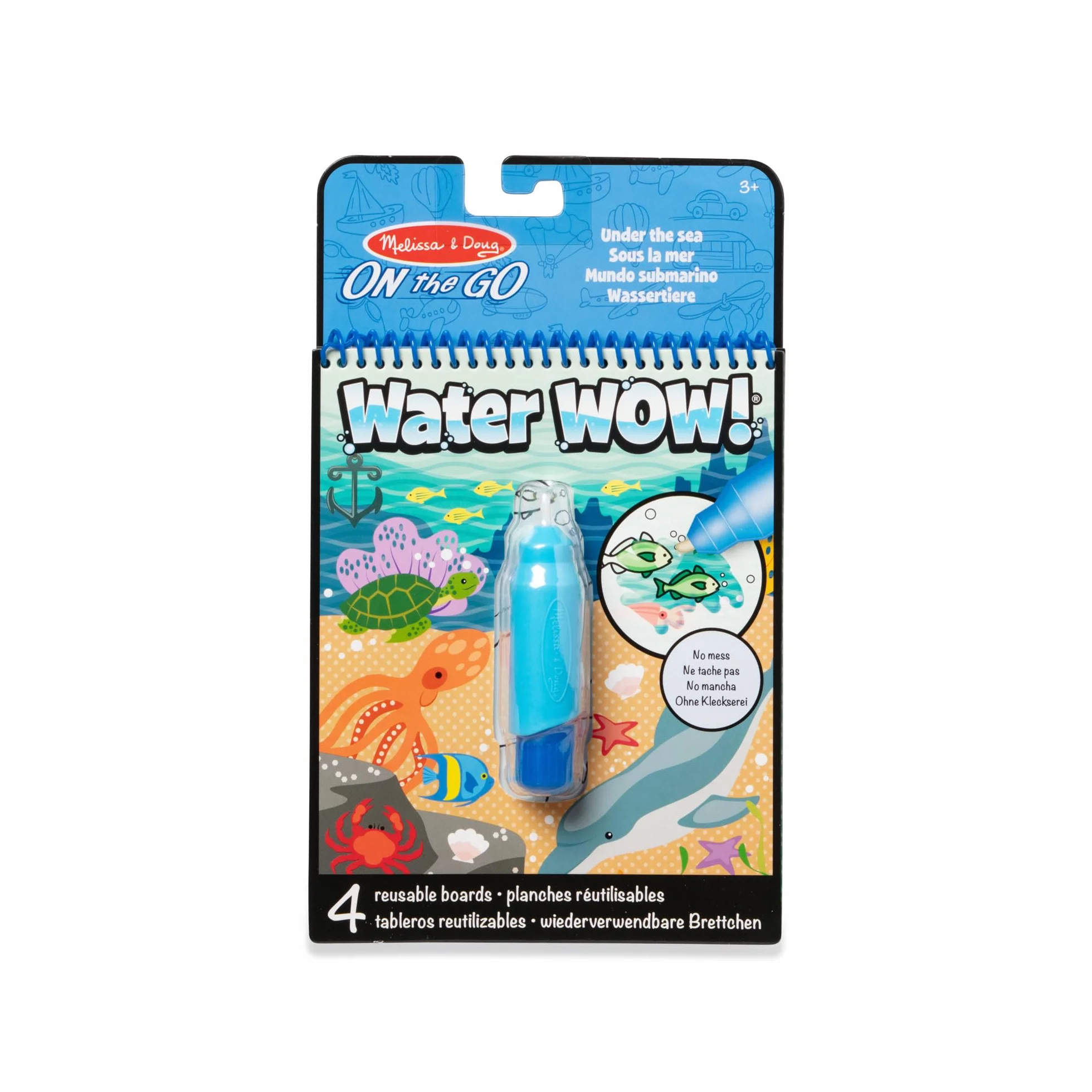 Melissa & Doug - Water Wow! Mundo Submarino: Tablero y Bolígrafo de Agua Reutilizables, 4 Páginas Reutilizables para Pintar con Agua - Manualidades Niños - Regalo Niño 3 años + - Certificados FSC