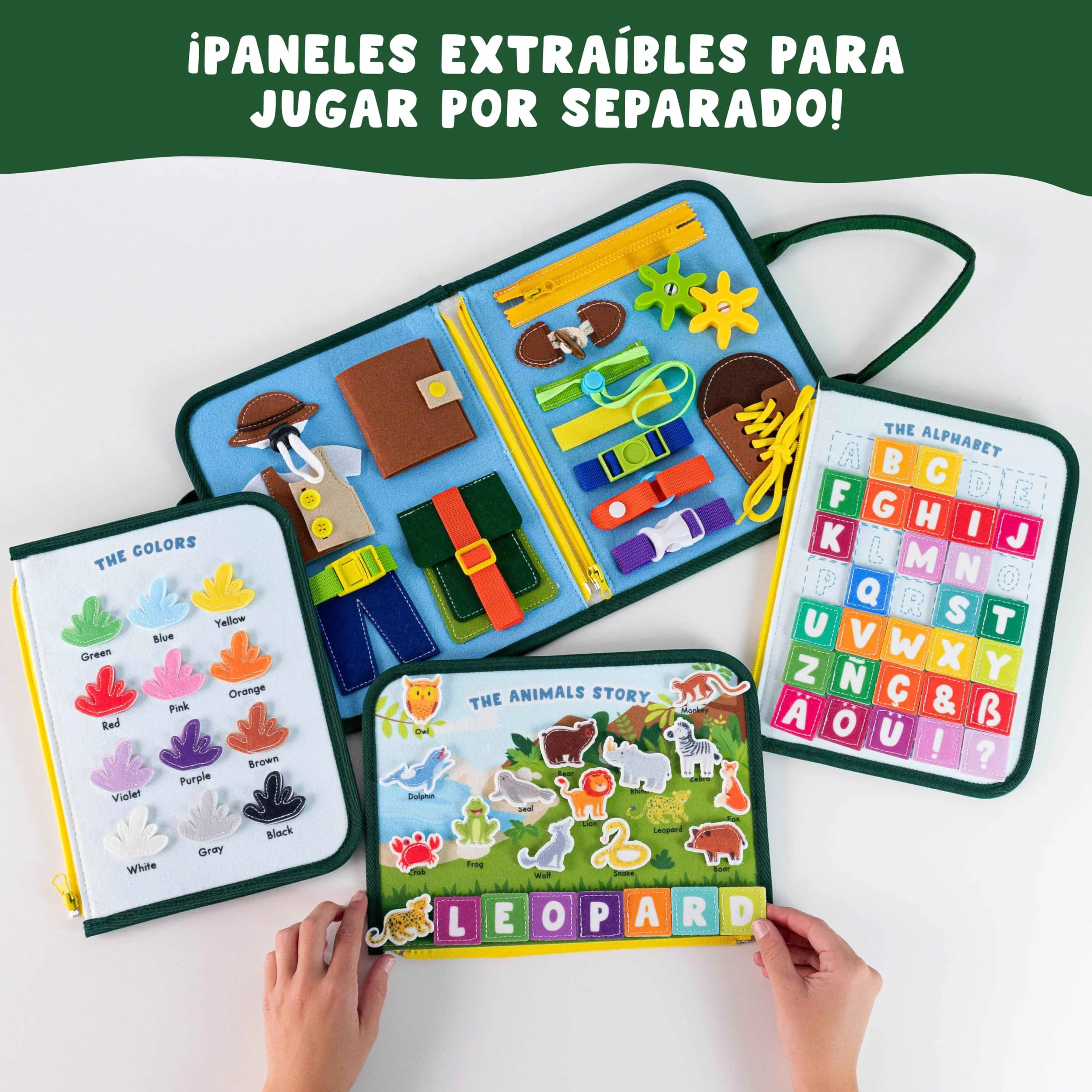 BONNYCO Busy Board Montessori de Fieltro, Maletin de Paneles Sensoriales Montessori. Tablero Busy Book, Juguetes Educativos Motricidad Fina. Juguetes Regalos para Niños y Niñas Cumpleaños, Navidad
