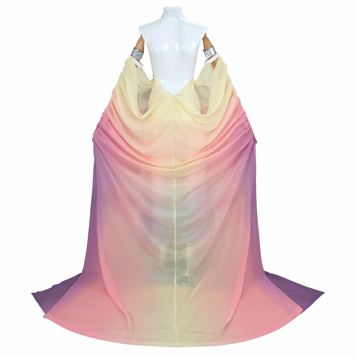 Generisch Padme Amidala - Disfraz de Padme Amidala Rosa y Púrpura Vestido Halloween Carnaval Fiesta Espacial Reina