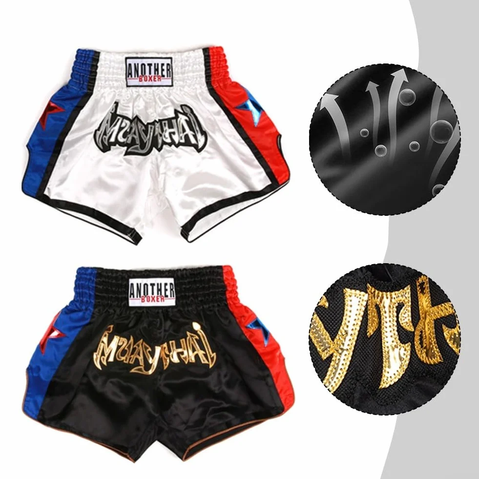 Pantalones cortos de Muay Thai para adultos, unisex, entrenamiento de boxeo