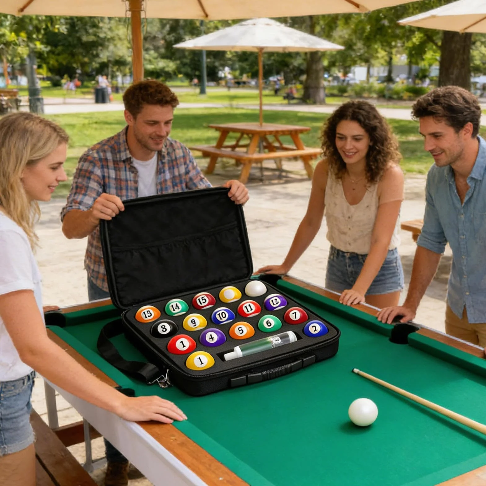 Pool Ball Case EVA Large Capacity Portable Organizer Padded Billiard Carrying Bag for Travel Training