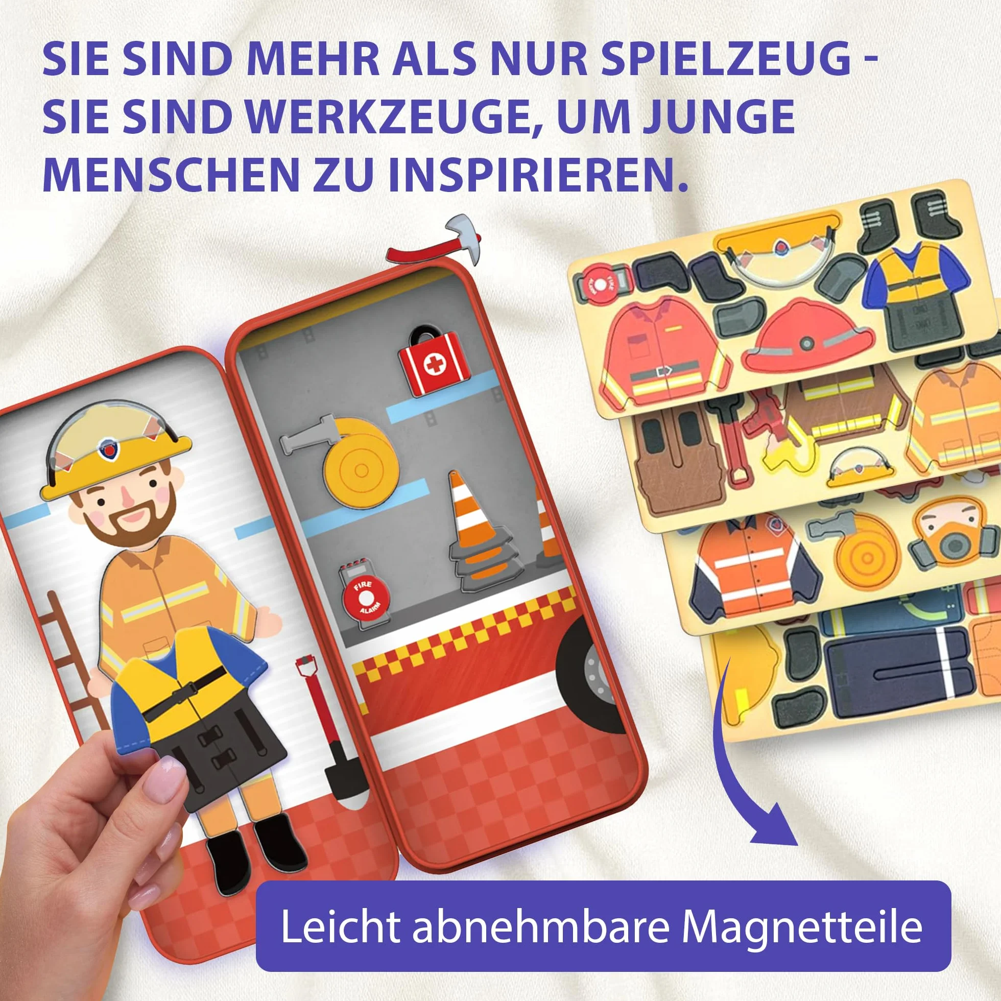 mierEdu – Juego magnético Box Dress Up – Bombero para vestir I Promueve habilidades motoras + fantasía. Juguetes a partir de 3 años