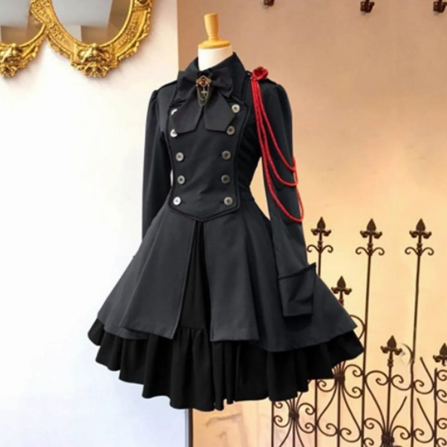 Disfraz De Bruja Vestido Retro for Mujer Monocolor Manga Trompeta Largo Princesa Pipa Cenicero Medieval (,)