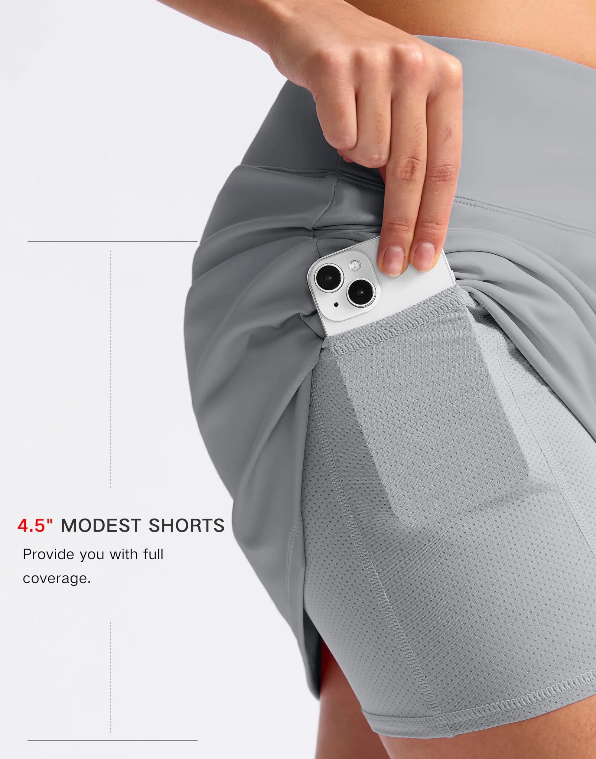 SANTINY Falda Pantalón 16 Pulgadas Mujer Cintura Alta 2 Bolsillos Pickleball Golf Tenis