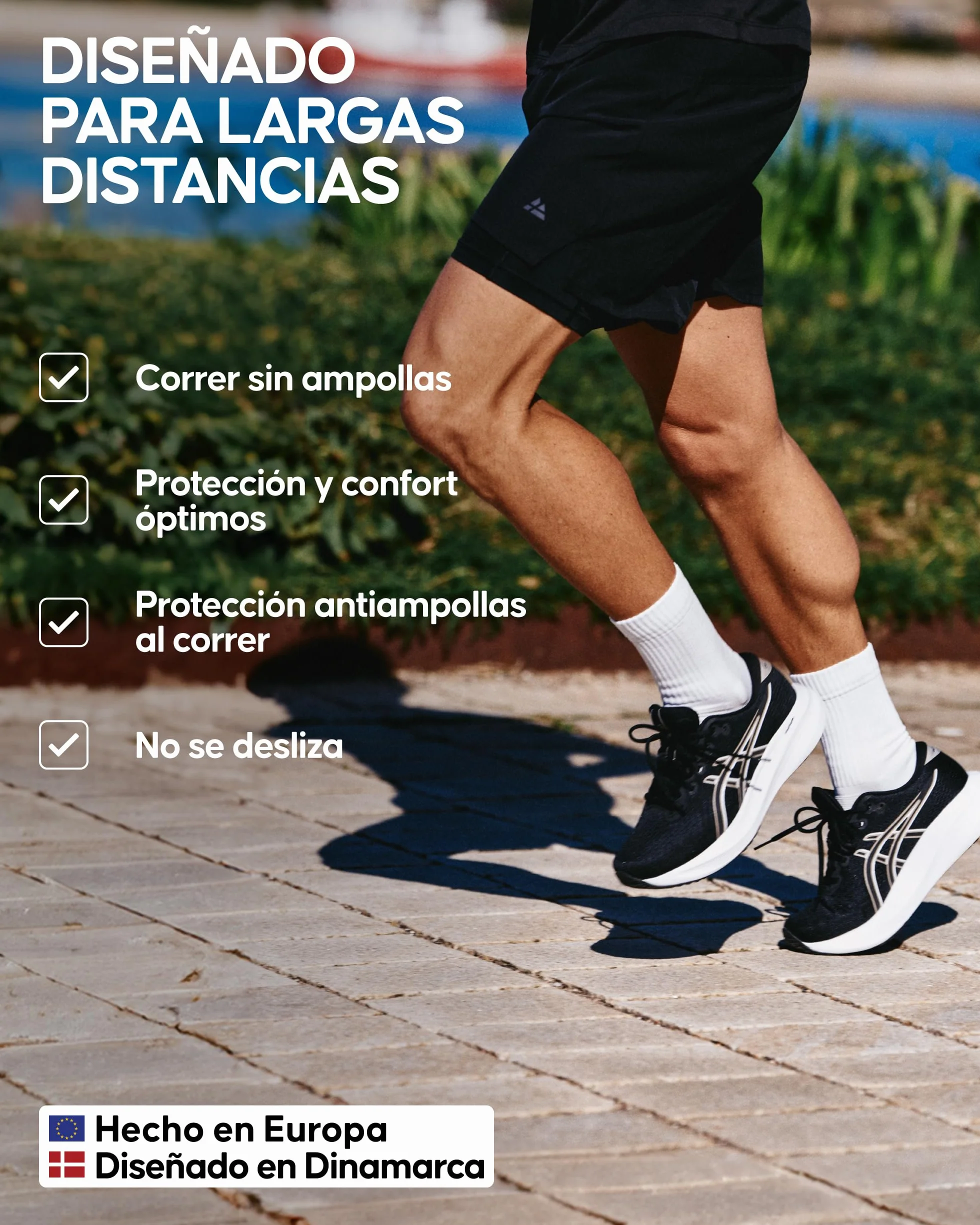 DANISH ENDURANCE Calcetines Running Altos Anti Rozaduras para Correr Largas Distancias Hombre Mujer 3 Pack