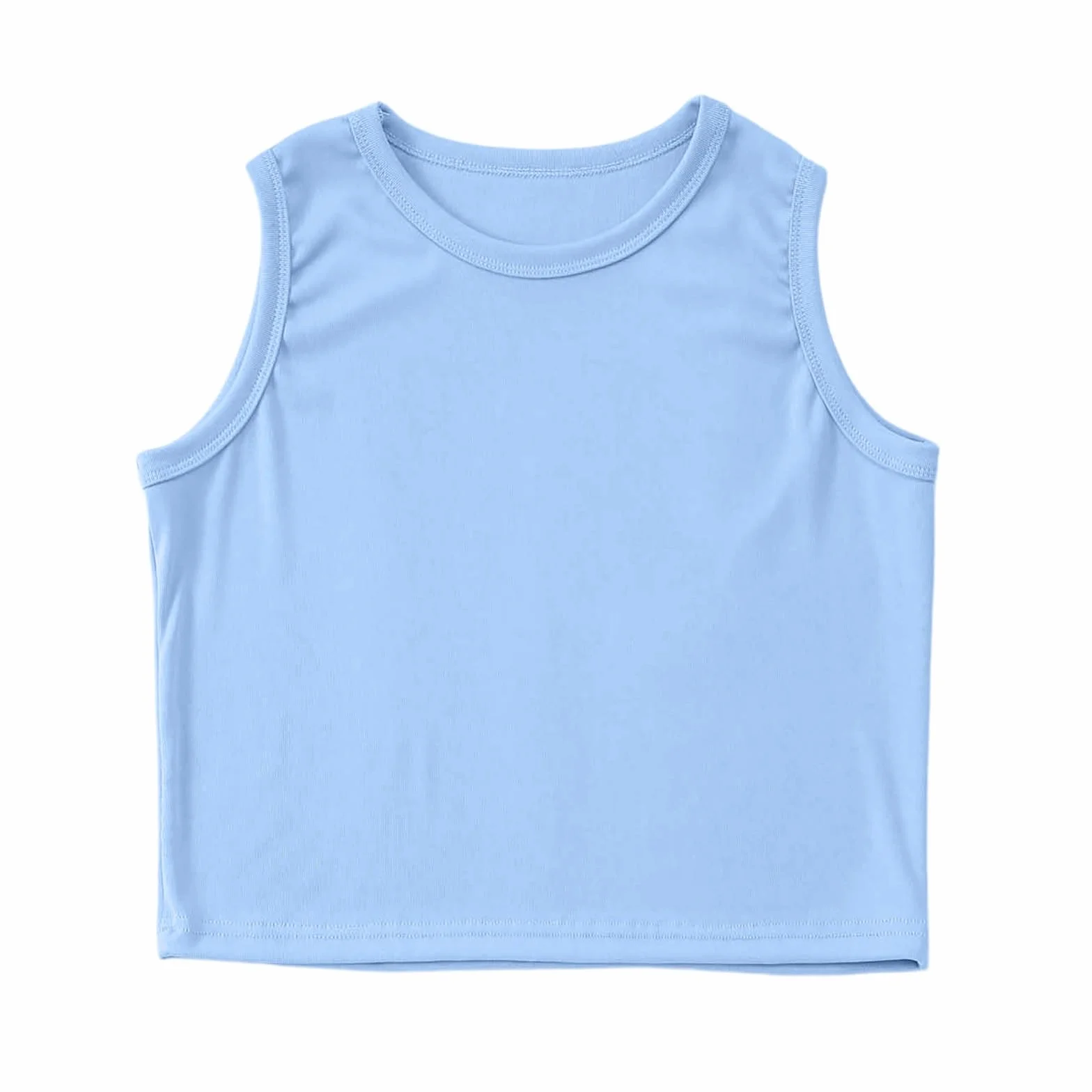 Niñas Tank Tops Niños Athletic Rippenstrick High Neck Crop Tops para Gimnasio Yoga