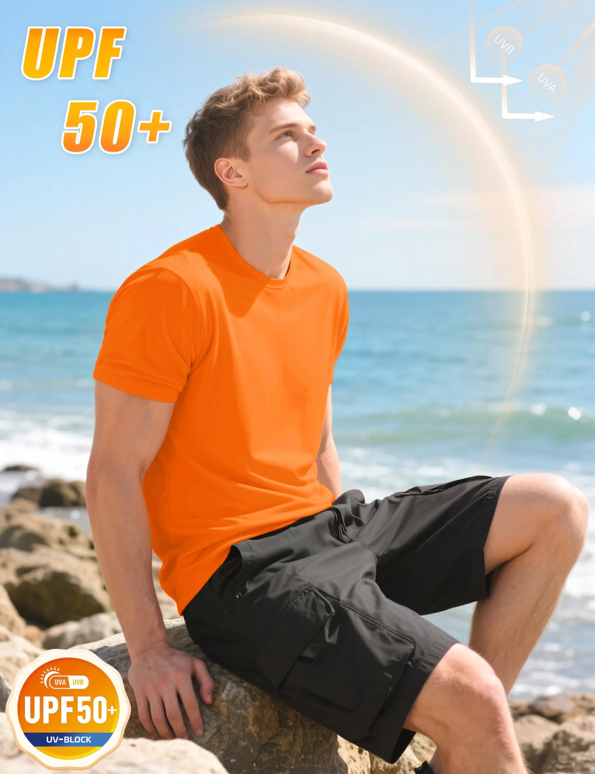KEFITEVD Camiseta Elástica de Secado Rápido para Hombre, Manga Corta Ligera Informal de Verano