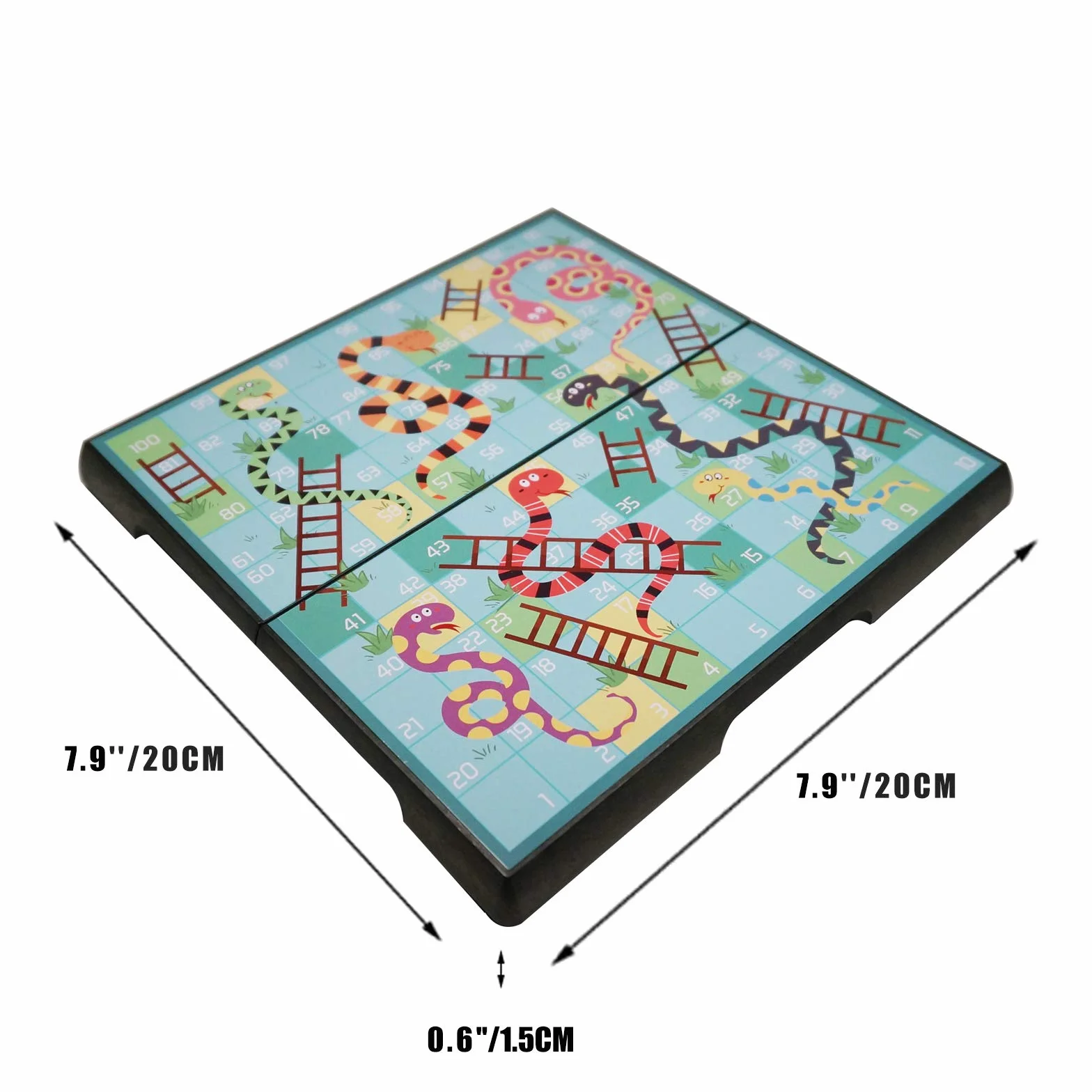 Snakes and Ladders - Juego de mesa de viaje, tablero plegable magnético, juguetes tradicionales familiares divertidos para niños y adultos