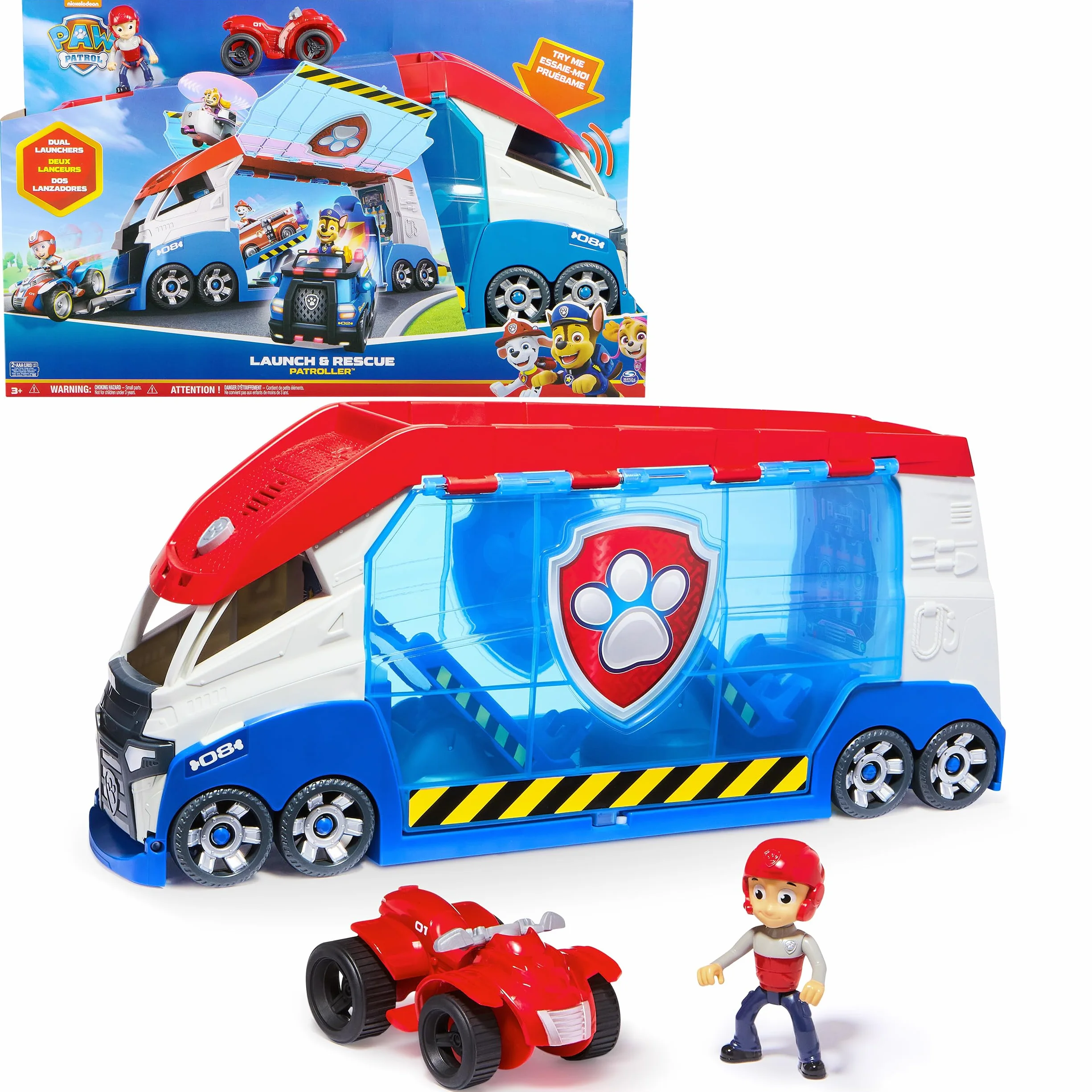 Paw Patrol Patrulla Canina Pack Coche Patroller Transformable con Figura Ryder y Coche Todoterreno Juguetes para Niños 3 años +