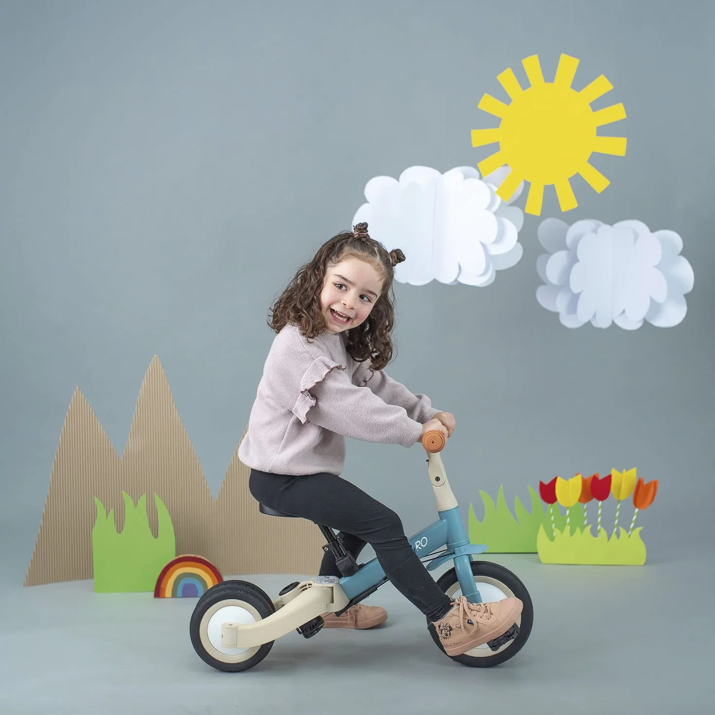 Olmitos - Triciclo Evolutivo de Bebé 5 en 1 GYRO + - Bicicleta Niños Desde 1 Año hasta 5 años - De Triciclo a Bicicleta con o sin Pedales – Adaptable y transformable (Gyro, Azul)