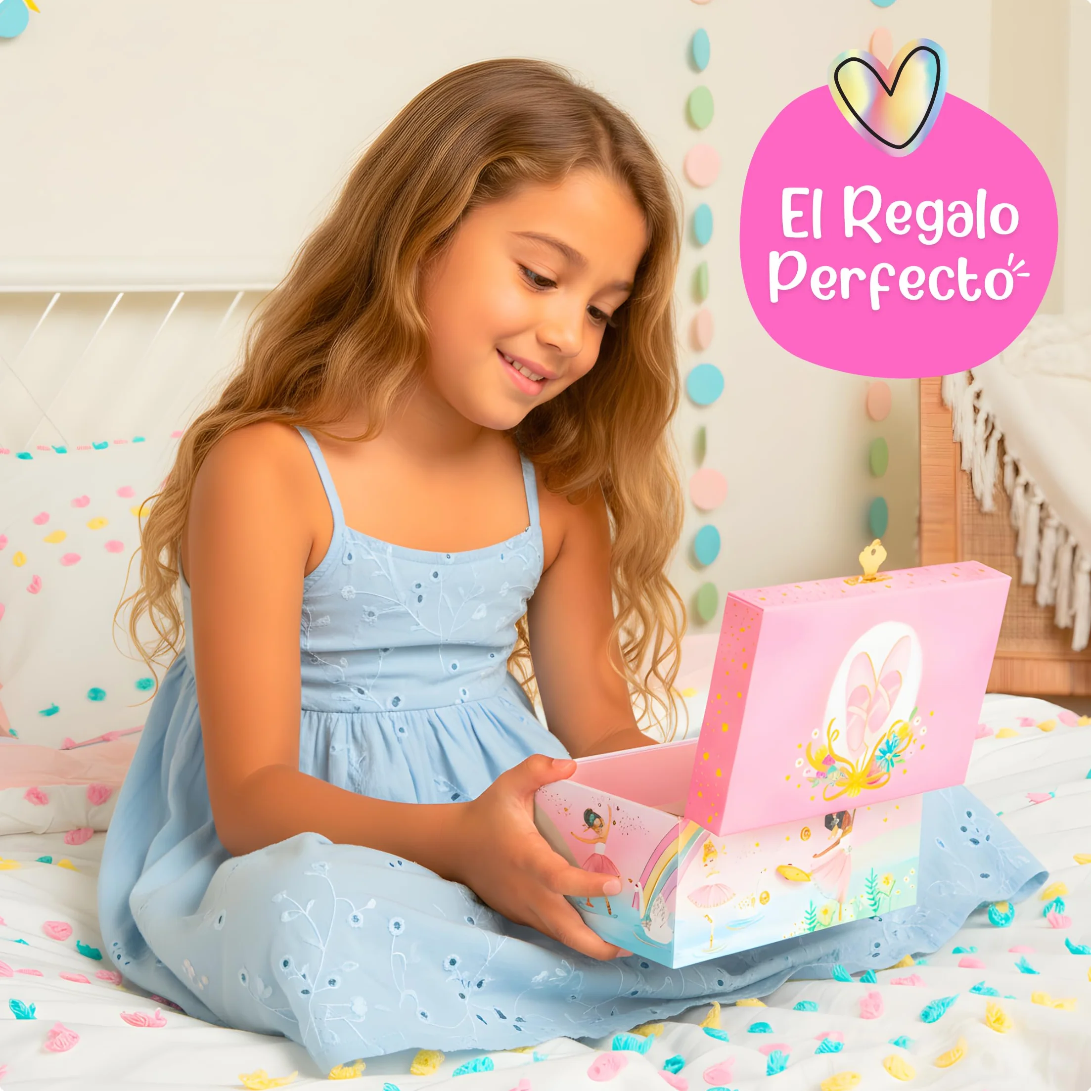 Giggle & Honey® Caja de Música con Bailarina para Niñas - Joyero Musical Niña con Espejo, Caja Musical Bailarina, Joyero Infantil, Joyeros Niña, Regalo Cumpleaños Edades 3-10