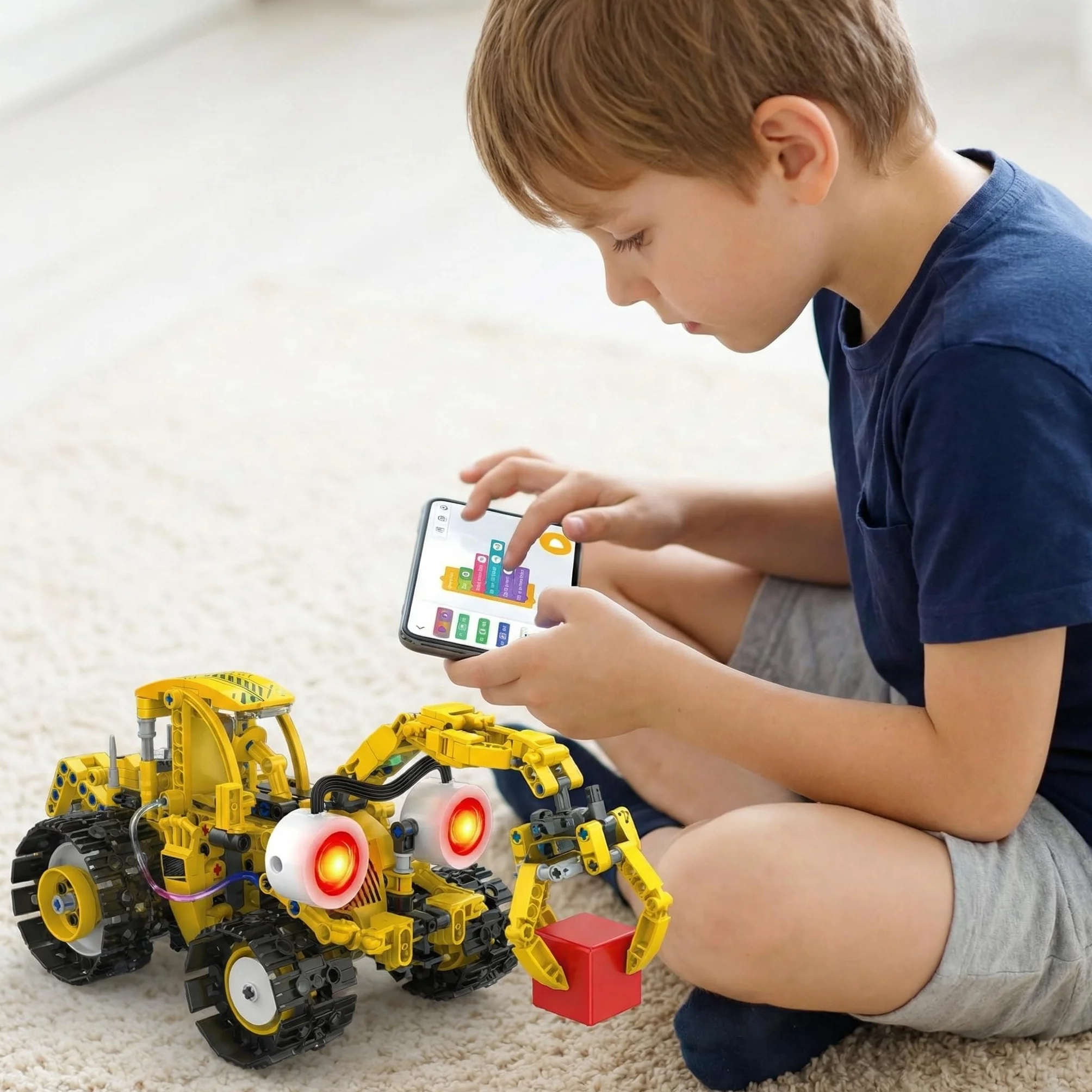 Robot Niños 5-en-1 673 Piezas Servomotor LED – App RC Batería Recargable | Kit Robótica Stem Regalo Niño 8-14 Años Combate Robot Teledirigido