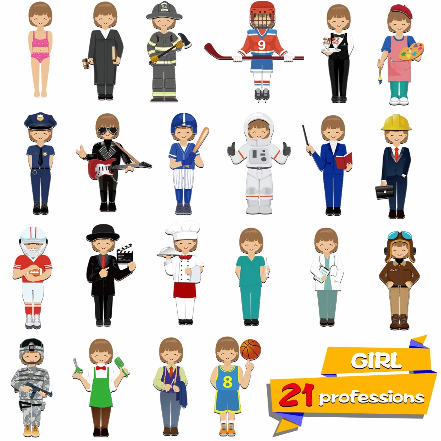 SpriteGru 56 Juego de muñecas magnéticas para Juegos de simulación con 21 Ocupaciones, Aprendizaje Preescolar