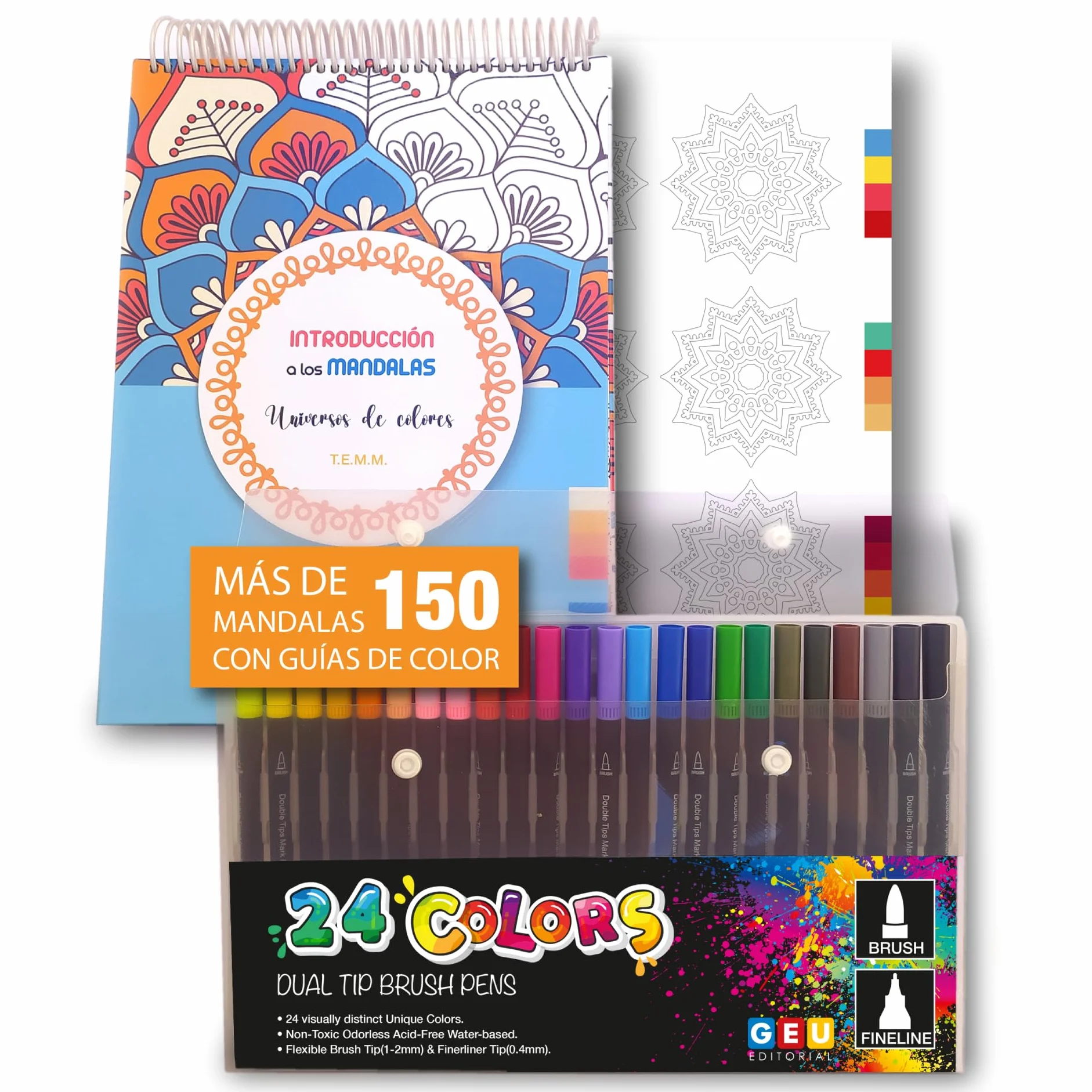 Editorial GEU Libro Mandalas Colorear Adultos con Rotuladores | Cuaderno Pintar Adultos Con Mandalas