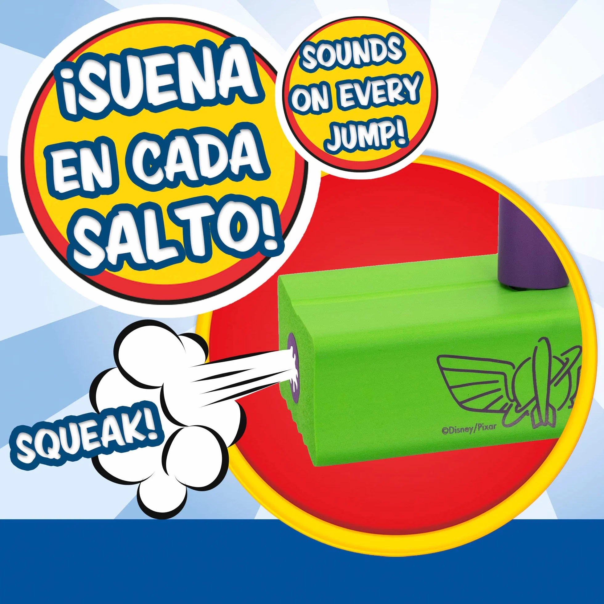 COLORBABY Disney, Pogo stick Buzz Lightyear, Toy Story juguetes, jumper de goma 42cm de altura, saltarín ligero y fácil de transportar, niños a partir de 3 años (77322)